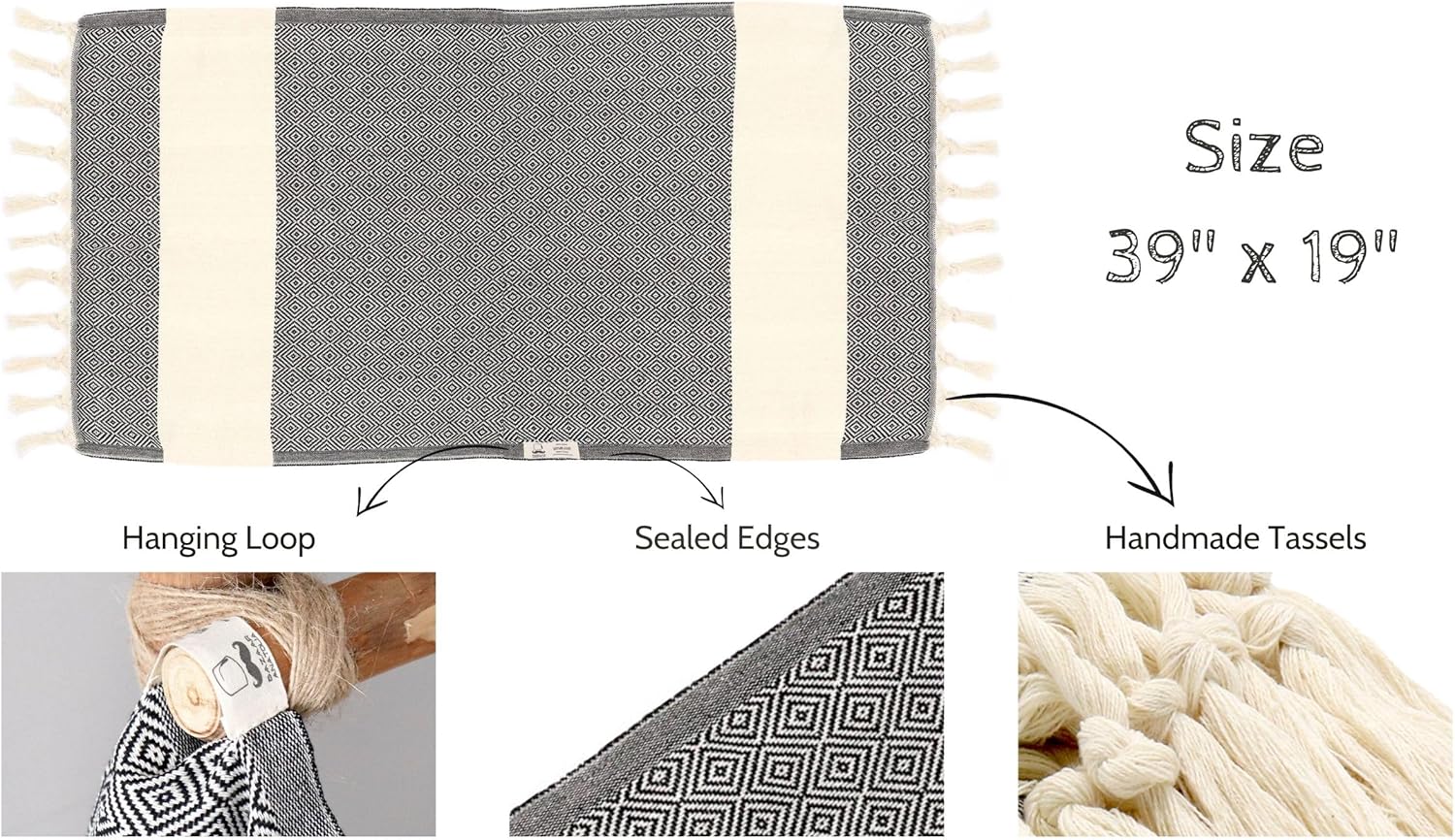 Bazaar Anatolia 4x 39x19 Pure Cotton Hand Towels