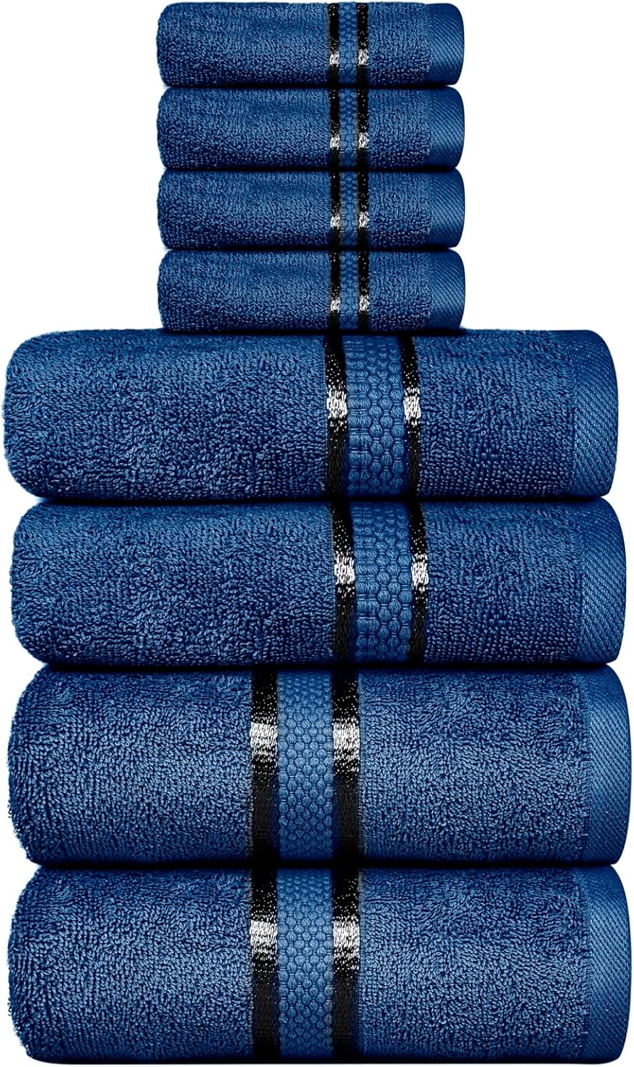 Navy Blue 8-Piece Premium Towel Set