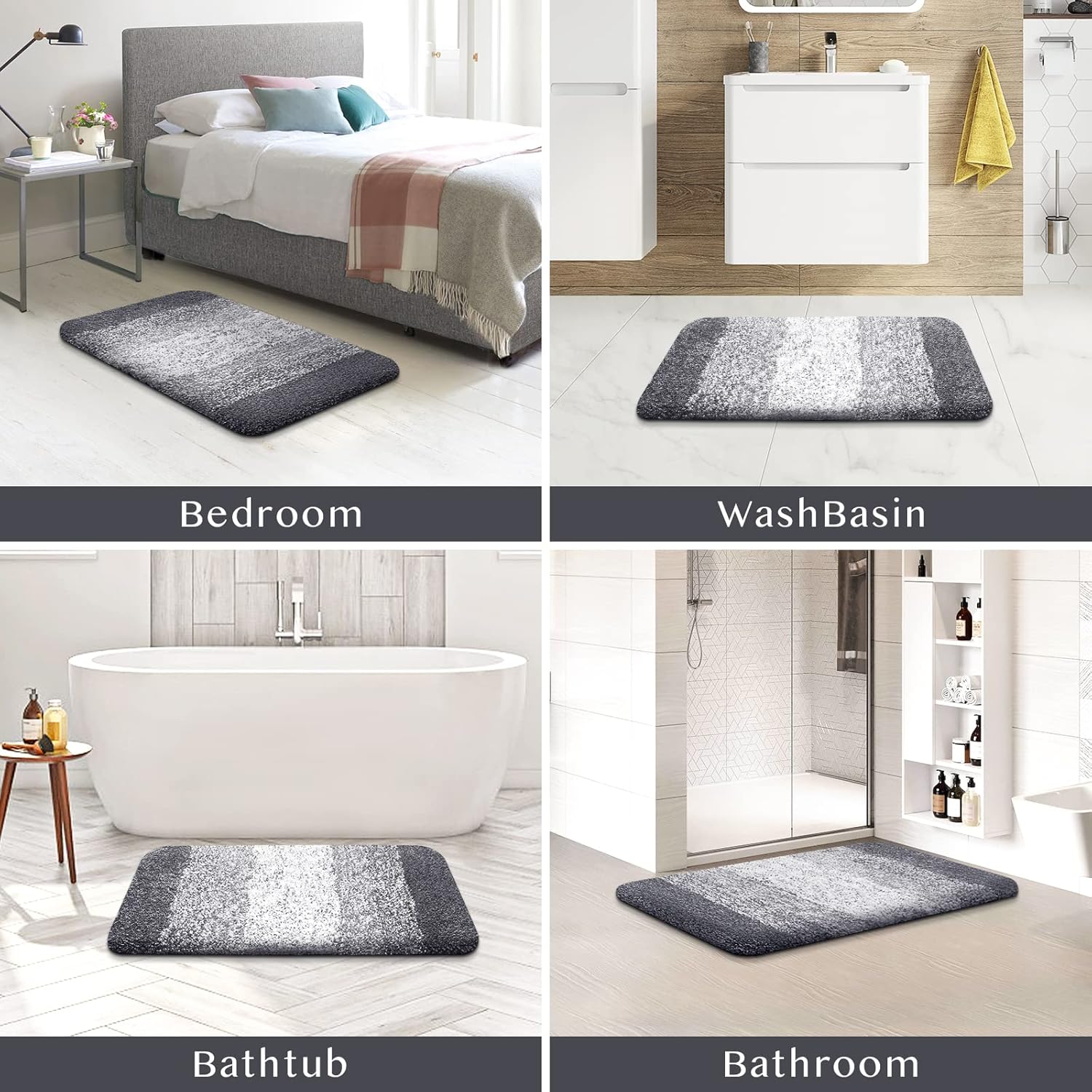 KMAT Luxury Soft Shaggy Bath Mat 16x24 Non Slip