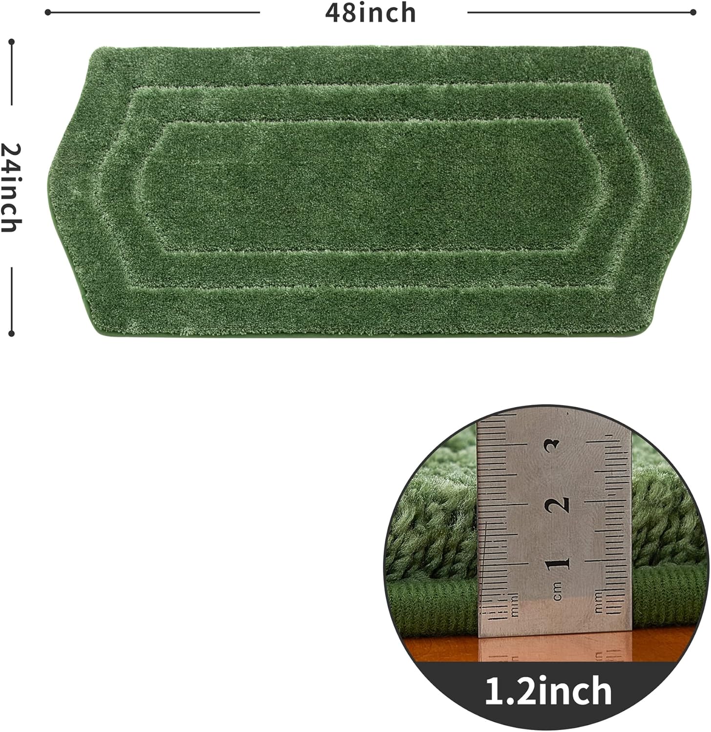 COSY HOMEER Bath Rug Set Green 24x48 Inches