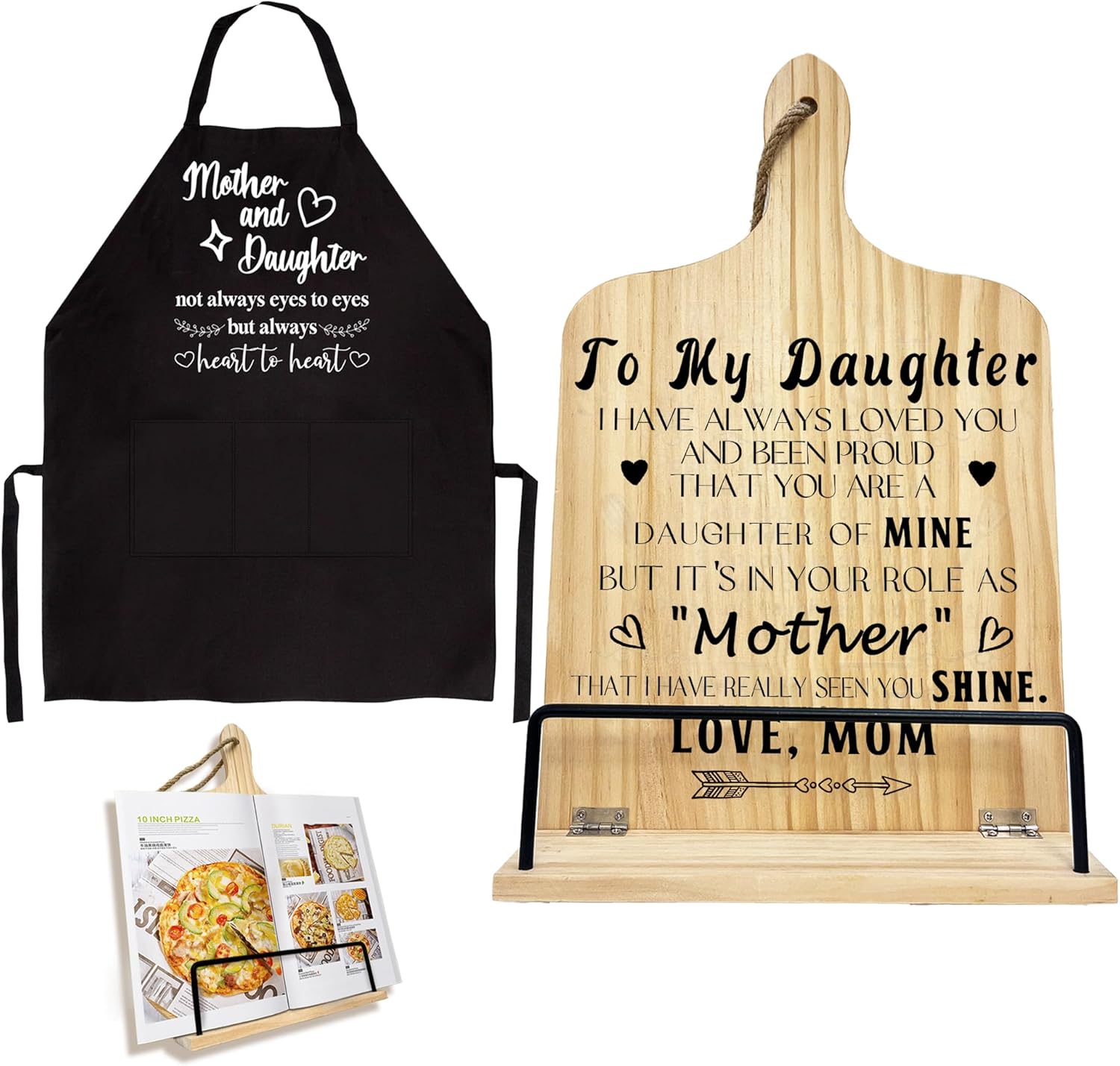 Adjustable Recipe Stand with Apron Holiday Gift for Daughter