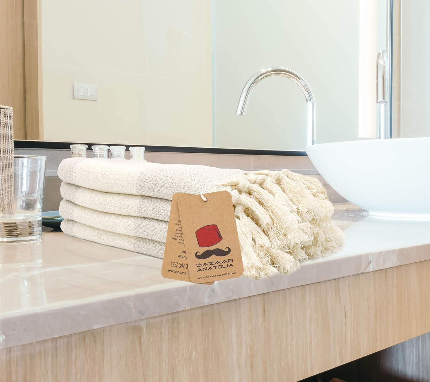 Bazaar Anatolia 4x 39x19 Pure Cotton Hand Towels