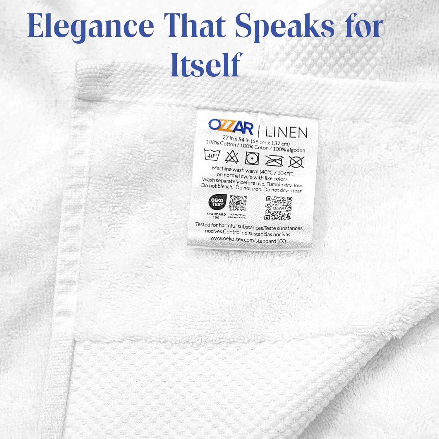 Luxury 100 Cotton Bath Towel Set - 27x54