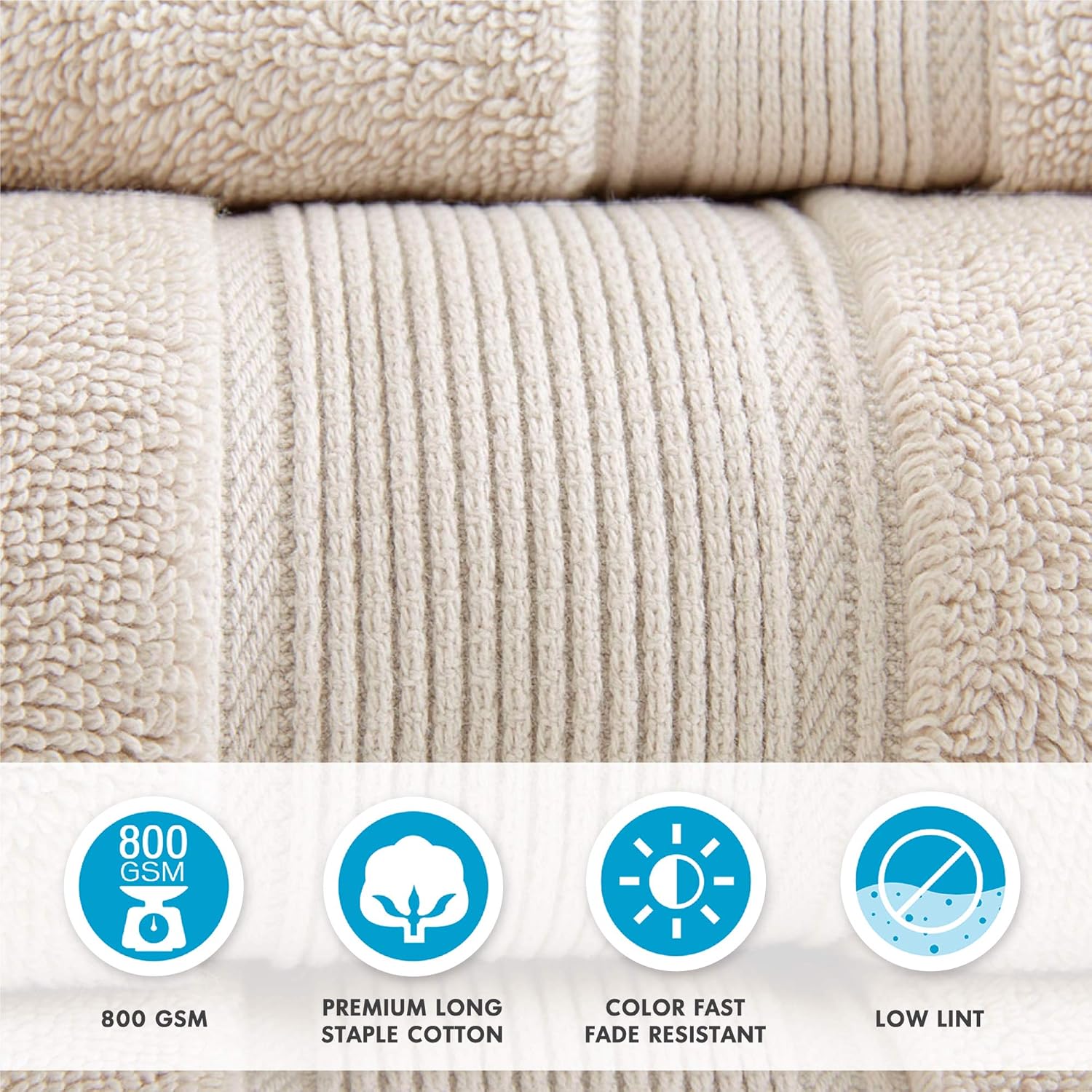 Madison Park 800 GSM Luxury Cotton Bath Towel Set 8 Piece White