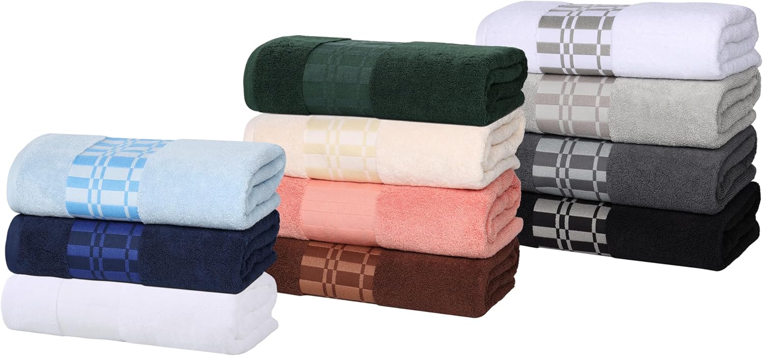 6-Piece Cotton Towel Set with Geometric Design