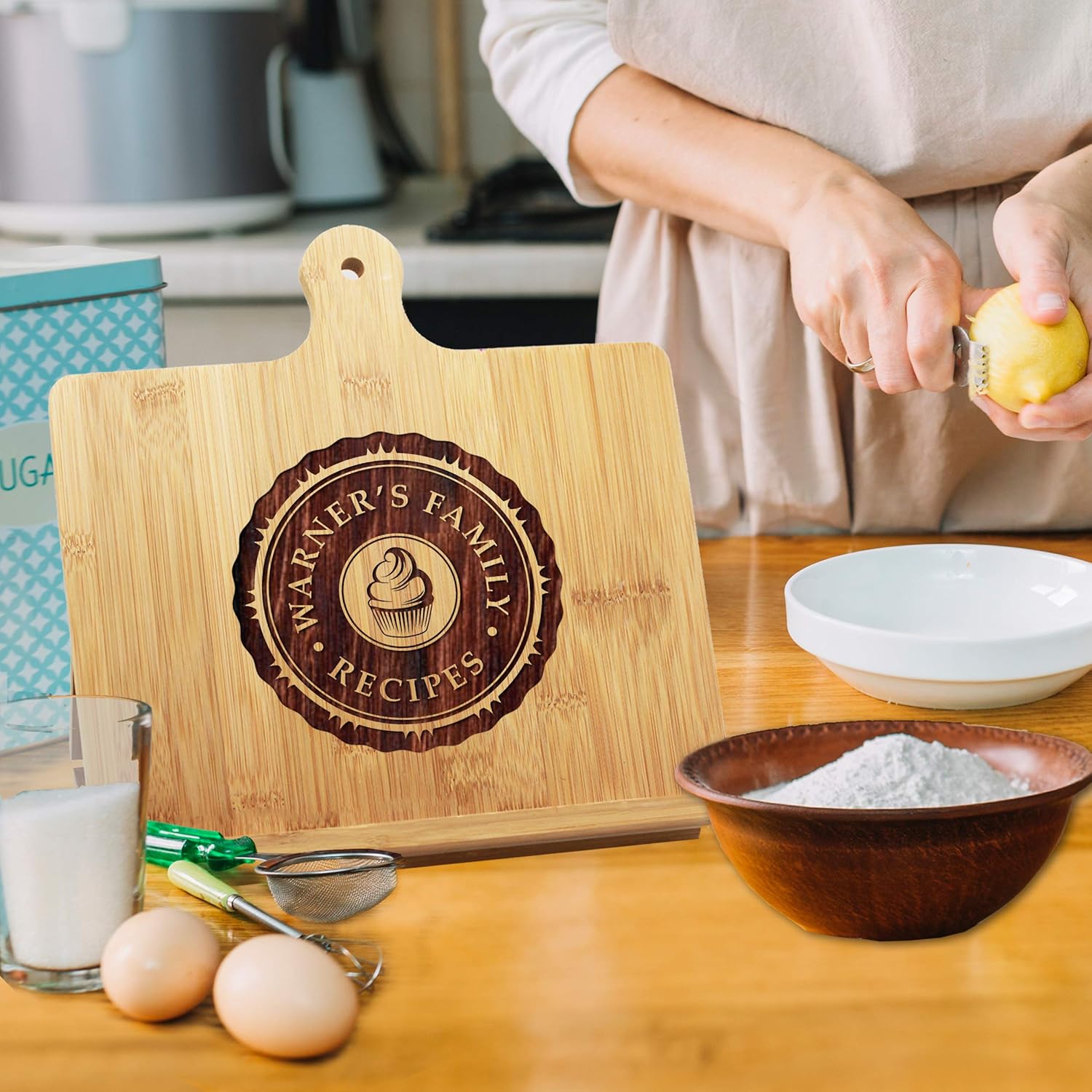 Personalized Bamboo Kitchen Cookbook Holder - 1025 x 1025