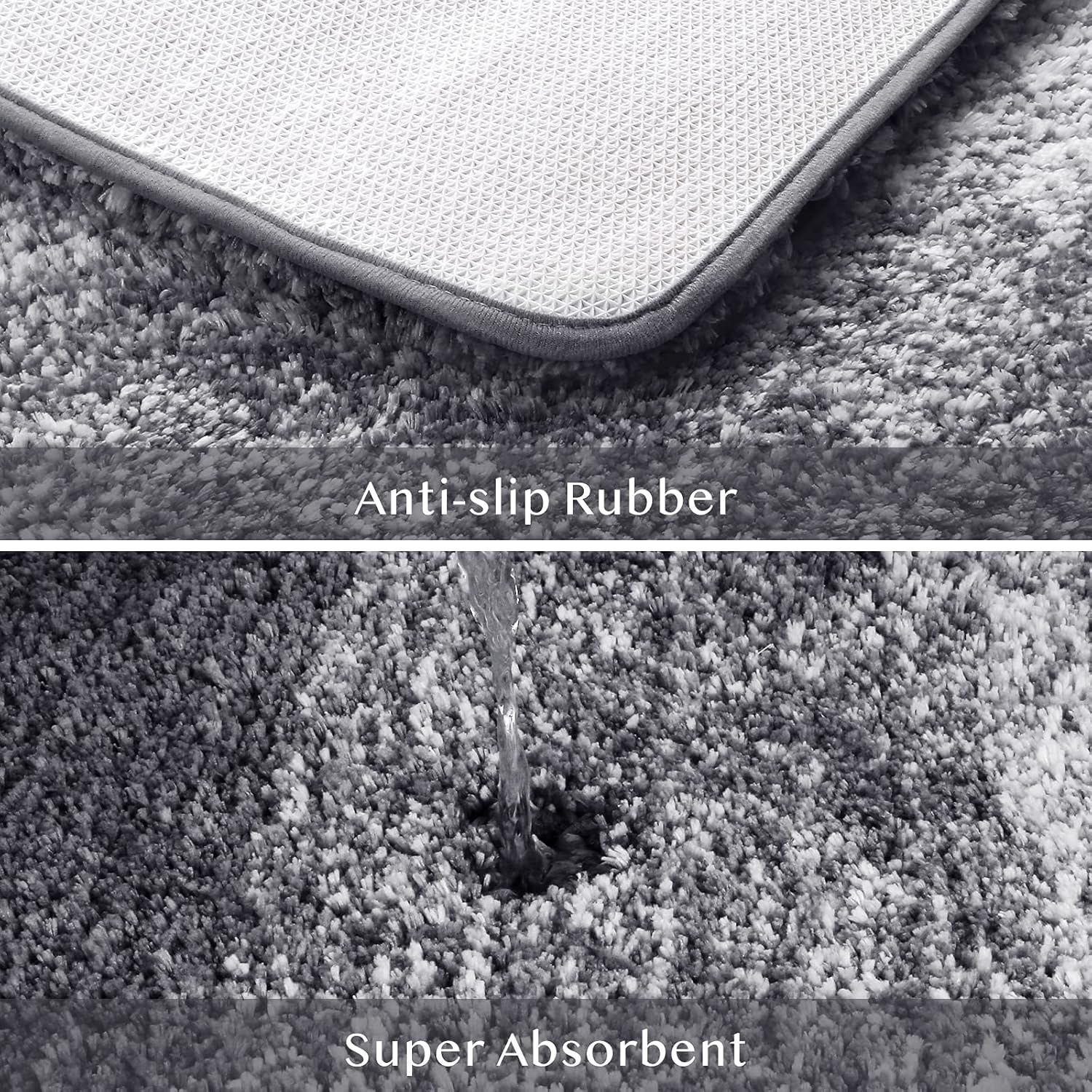 KMAT Luxury Soft Shaggy Bath Mat 16x24 Non Slip
