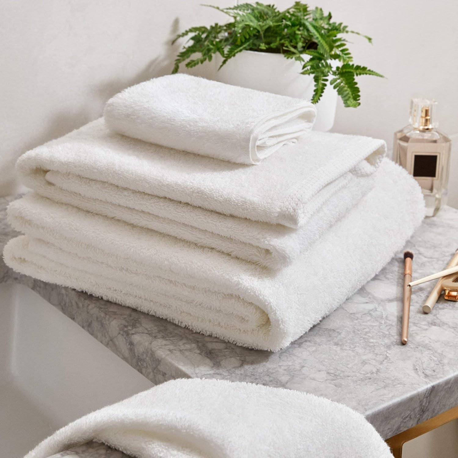 Luxury 100 Cotton Bath Towels - Set of 2 - Double Pique Border