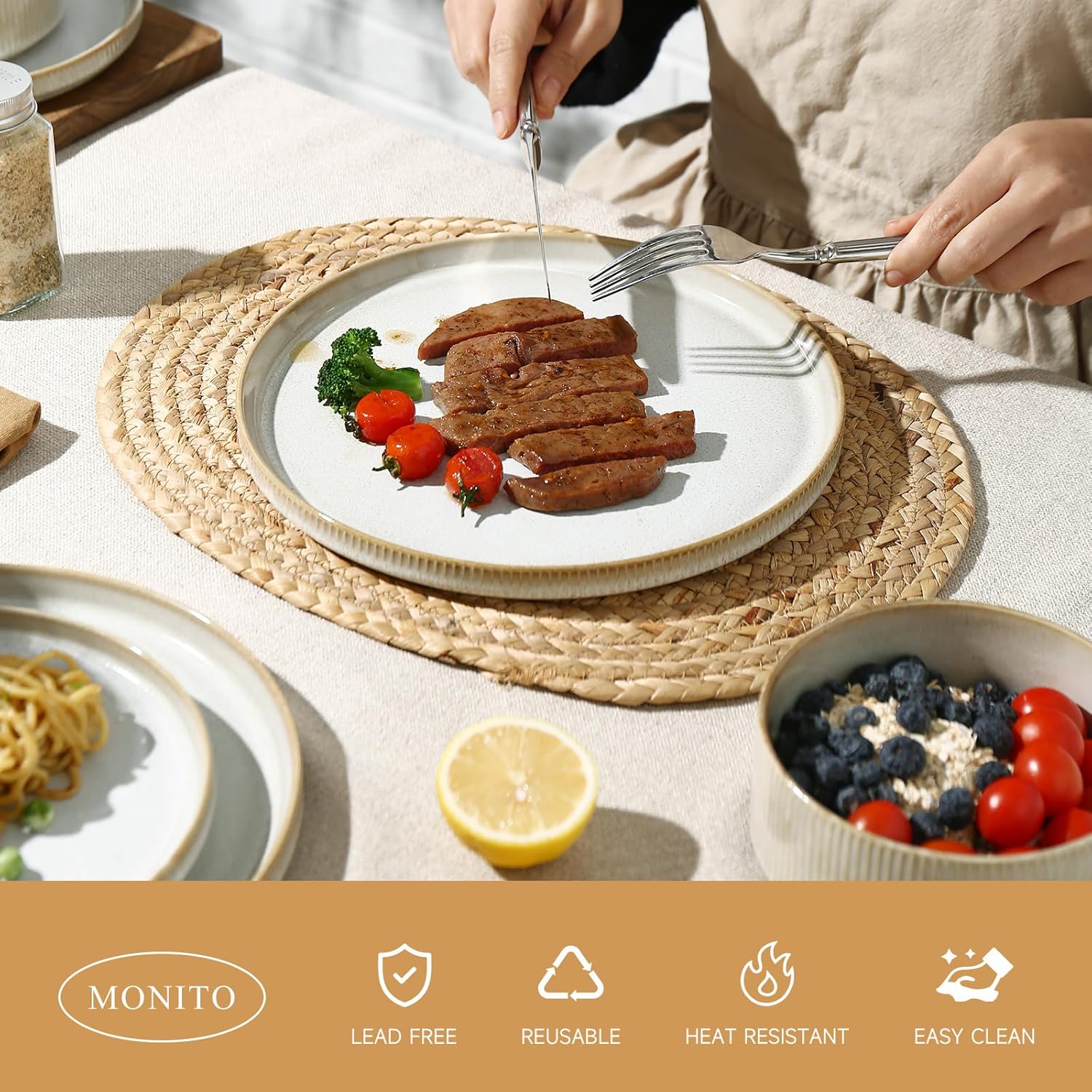12-Piece Modern Ceramics Set Reactive Glaze Design