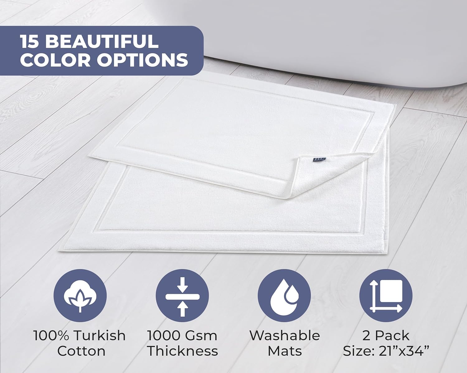 Luxurious 100 Ring-Spun Cotton Bath Mats