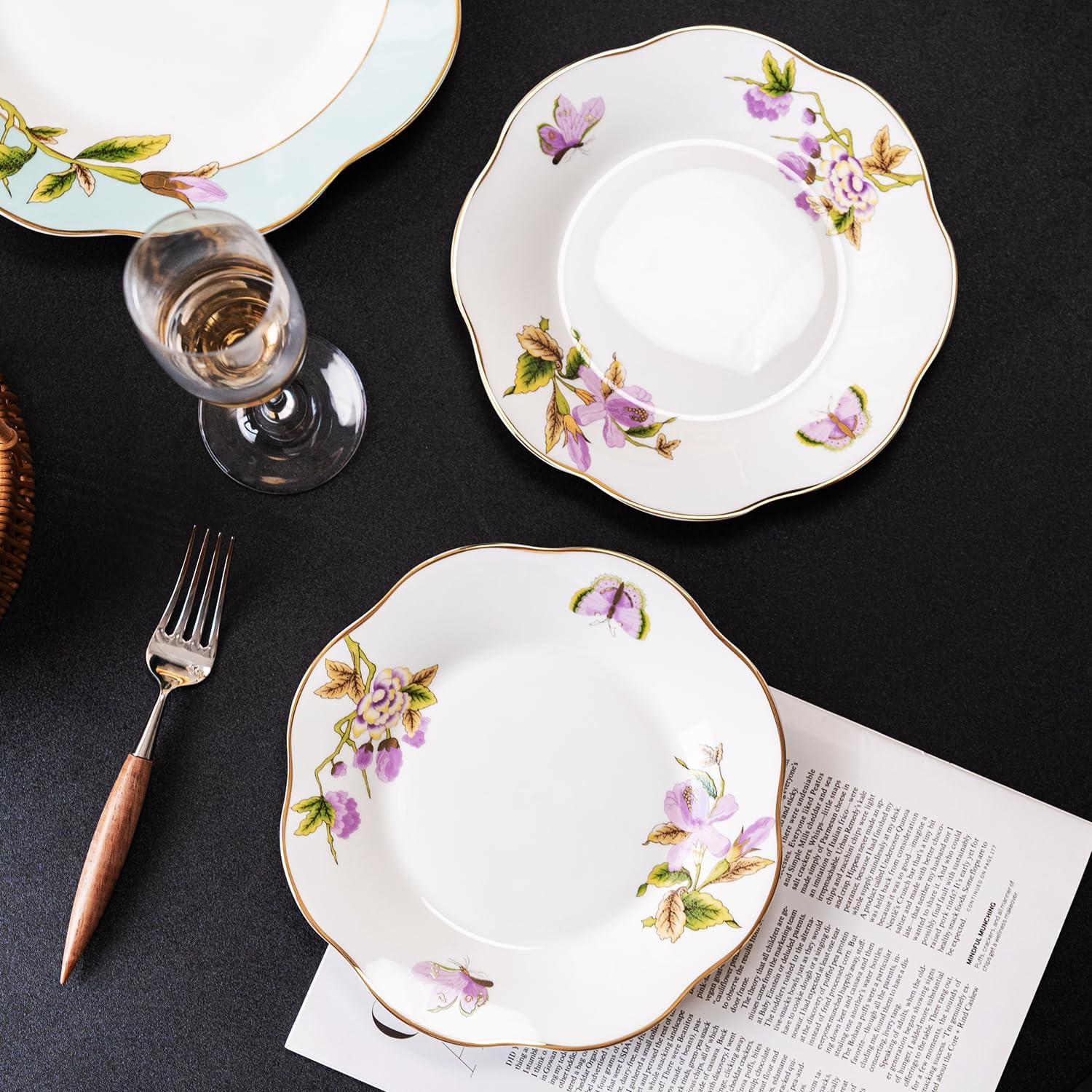 Elegant 8-inch Ceramic Plates Set of 2 for Parties