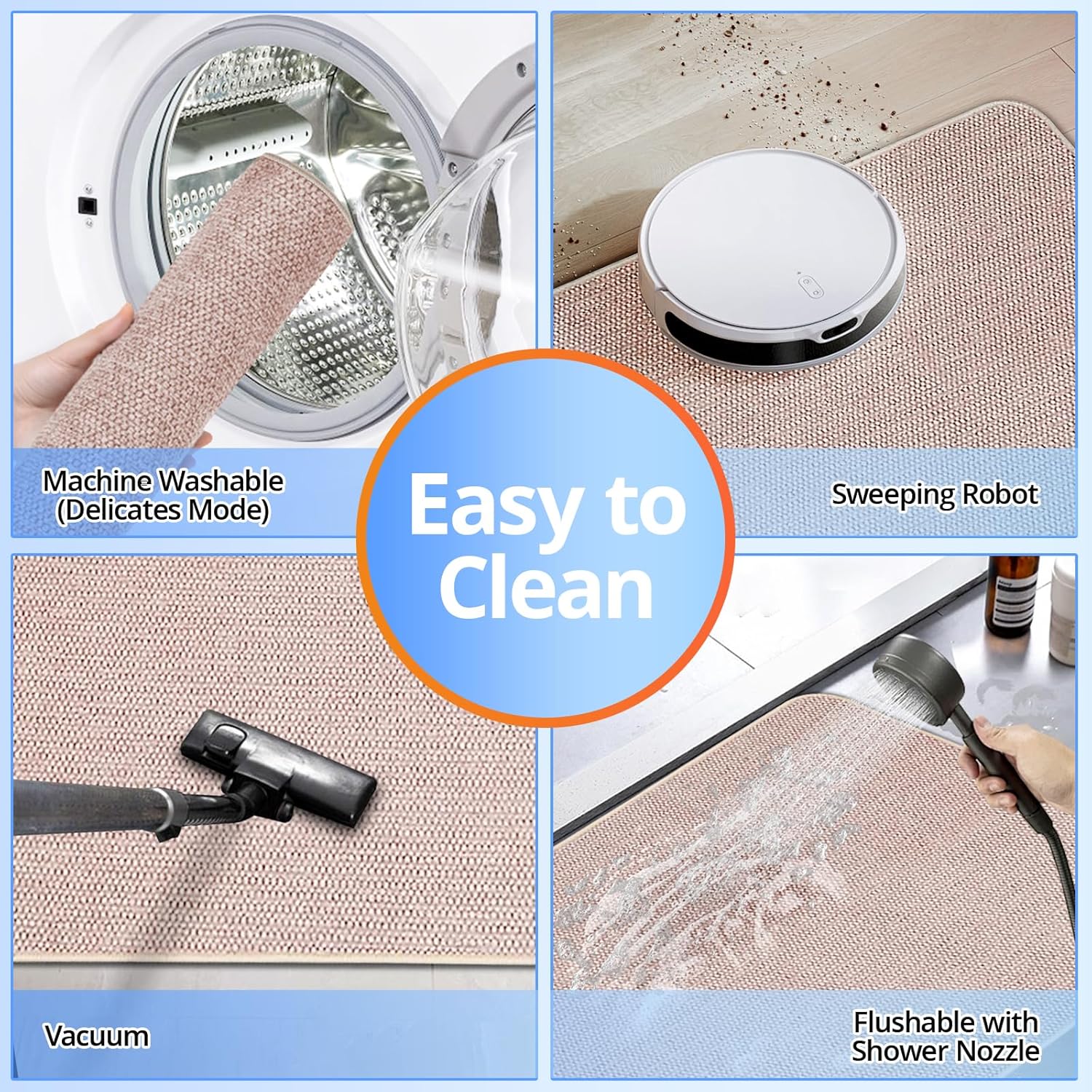 Comfort-Soft Non-Slip Bathroom Rugs