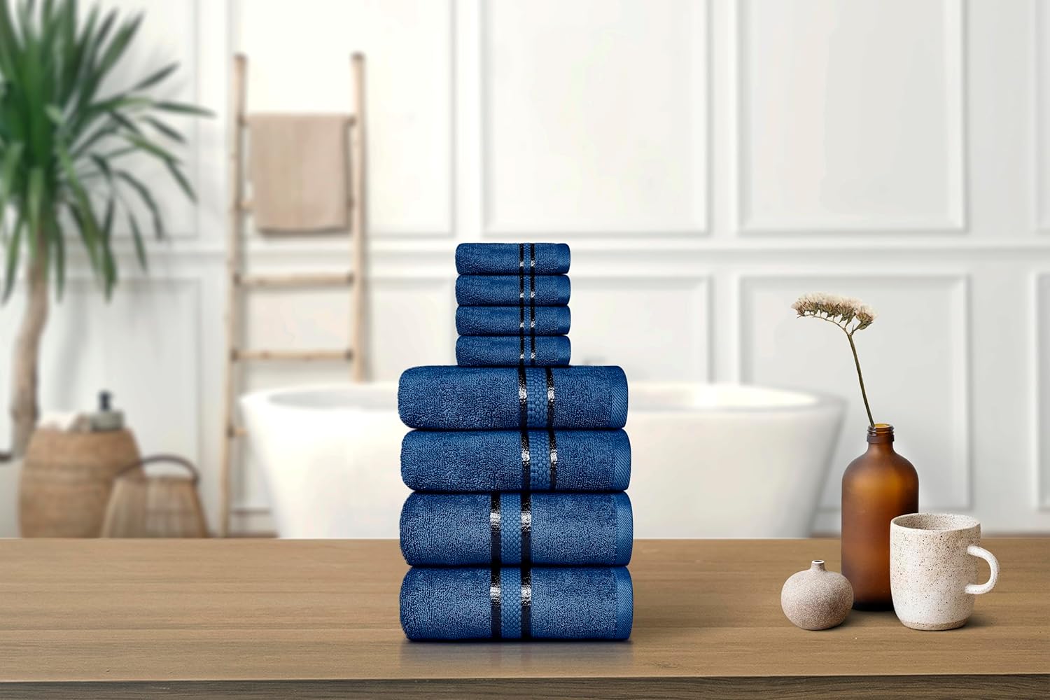Navy Blue 8-Piece Premium Towel Set