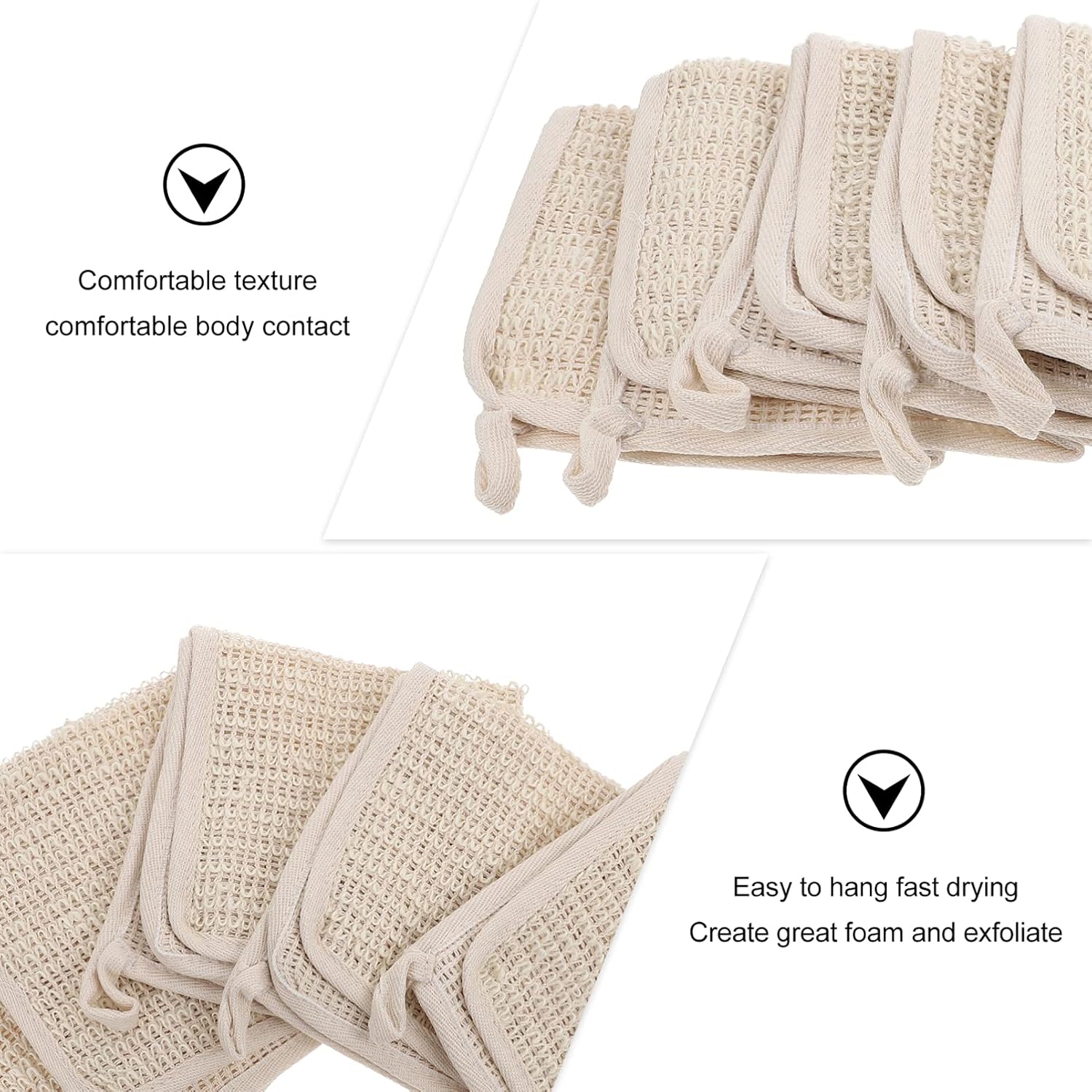 Five-Piece Exfoliating Bath Towels Set for Body and Face Care