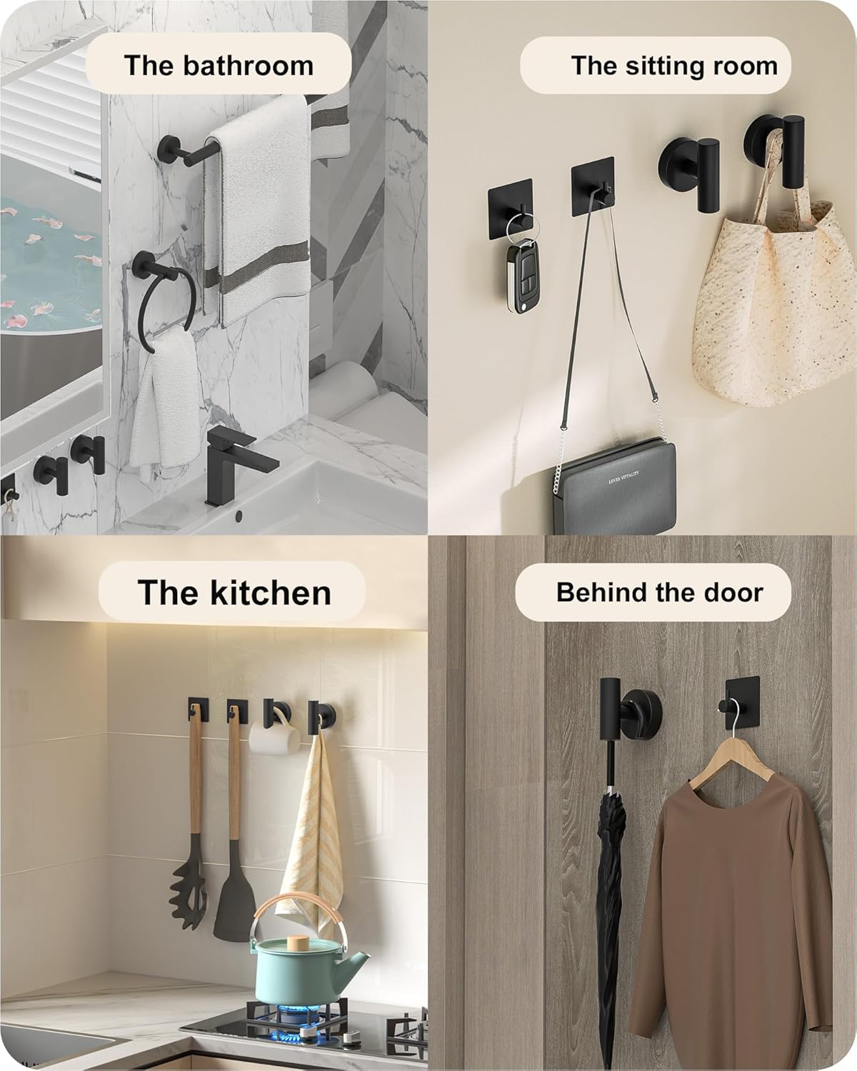 Complete Bathroom Organization in Matte Black Set