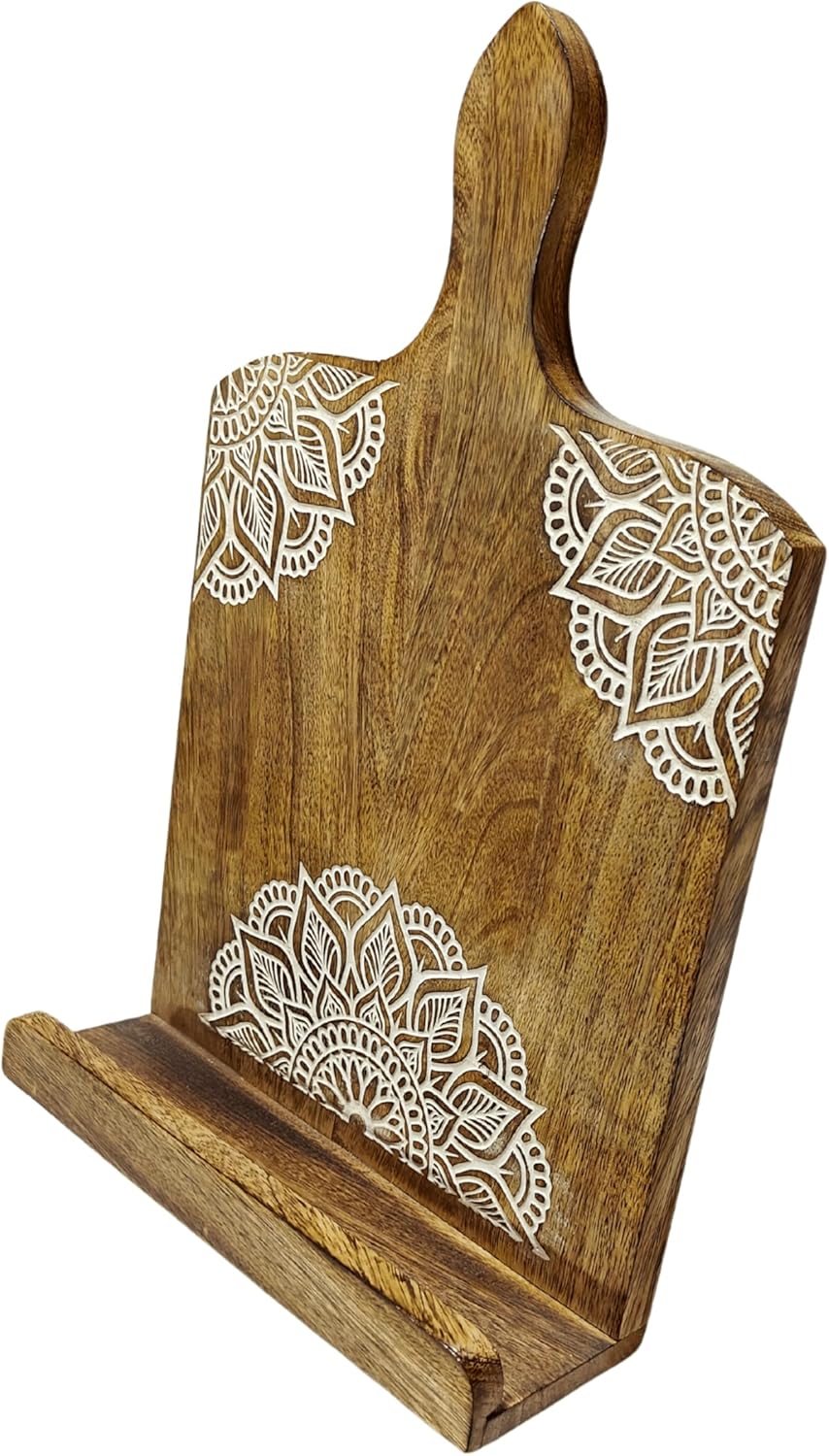 Adjustable Wooden CookBook Stand with iPad Holder