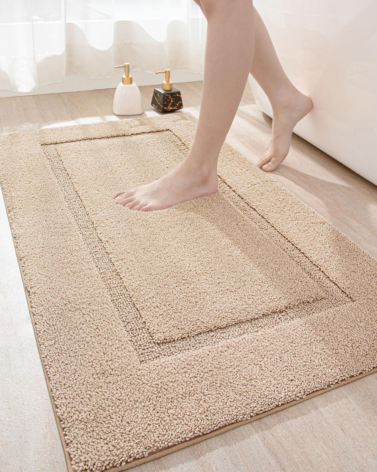 DEXI Bath Rug Microfiber 43x24 Non-Slip Soft Washable