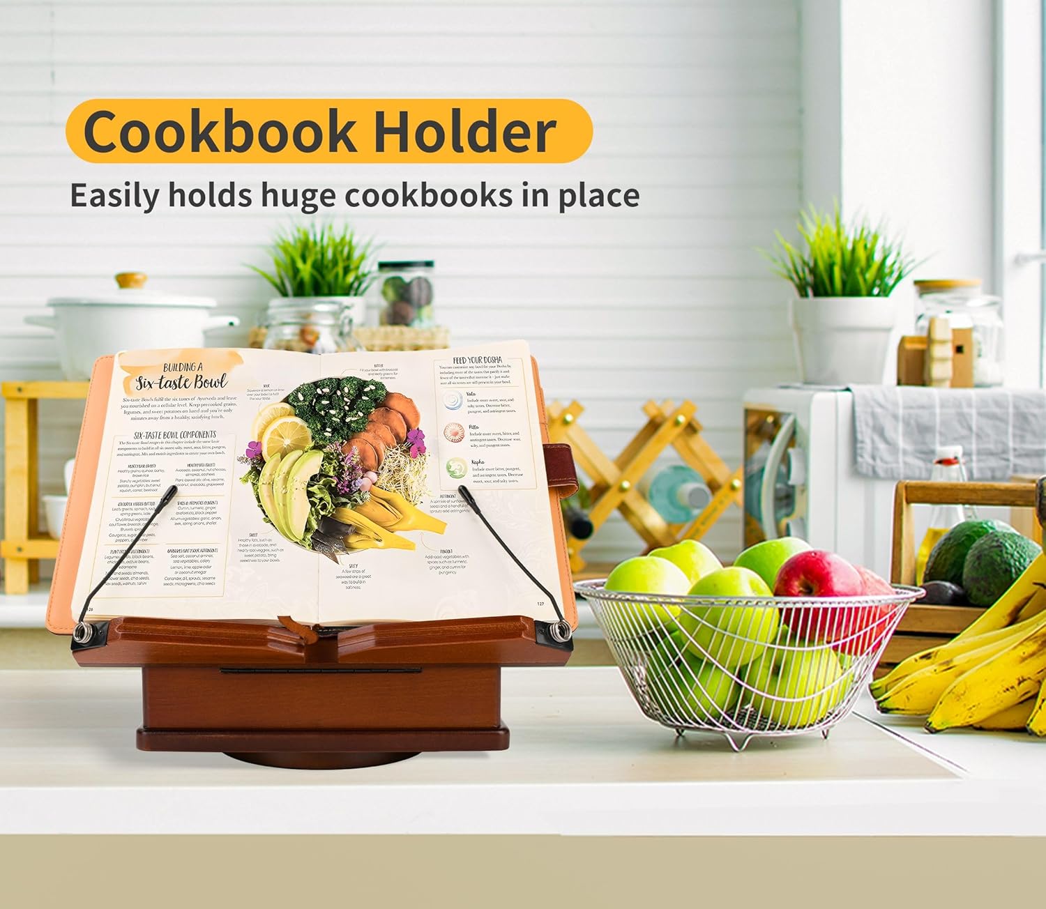 tjBally - Large Wooden Book Stand with Dual-Purpose Storage System