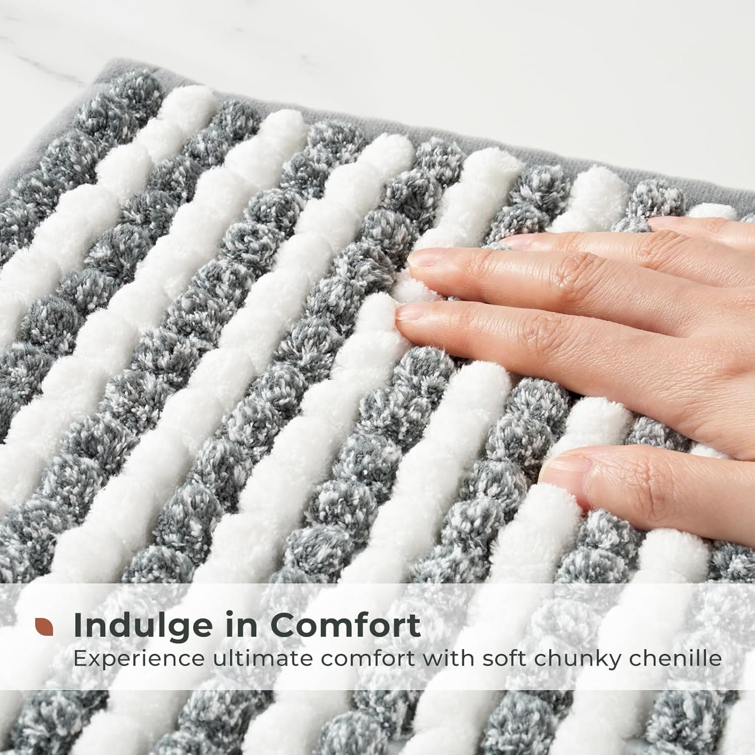 FRESHMINT Chunky Ombre Chenille Bath Rug 24x36