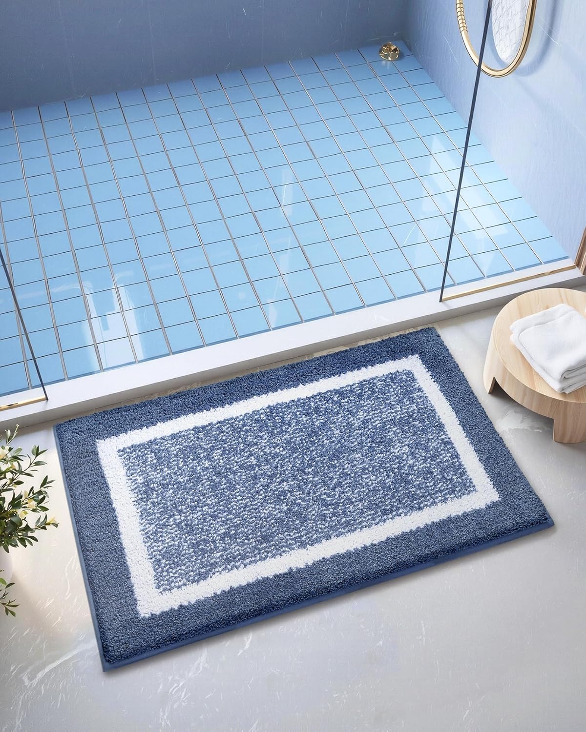 ColorGeometry Dark Blue Bath Mat 16x24 Non Slip