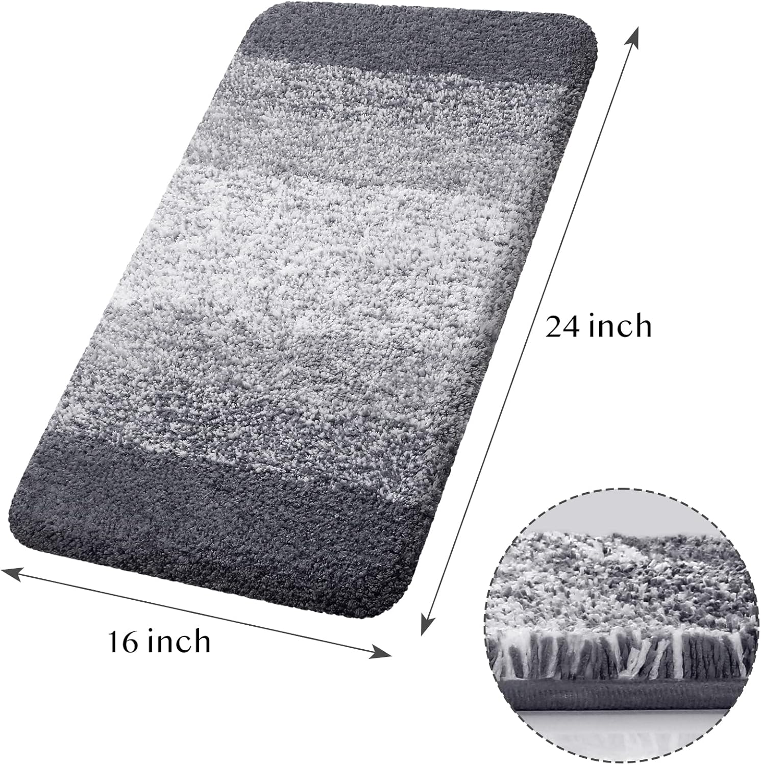 KMAT Luxury Soft Shaggy Bath Mat 16x24 Non Slip
