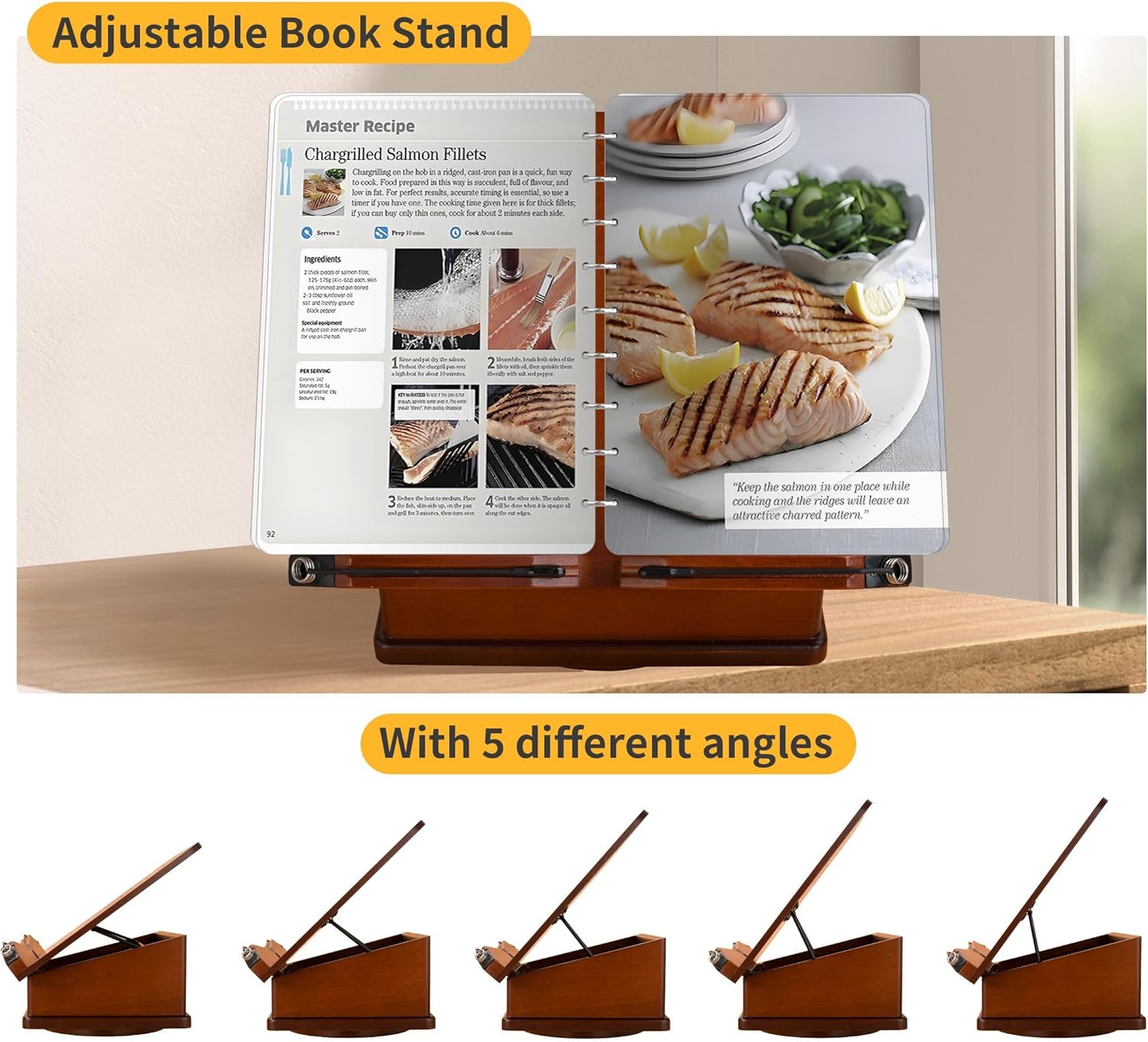 tjBally - Large Wooden Book Stand with Dual-Purpose Storage System