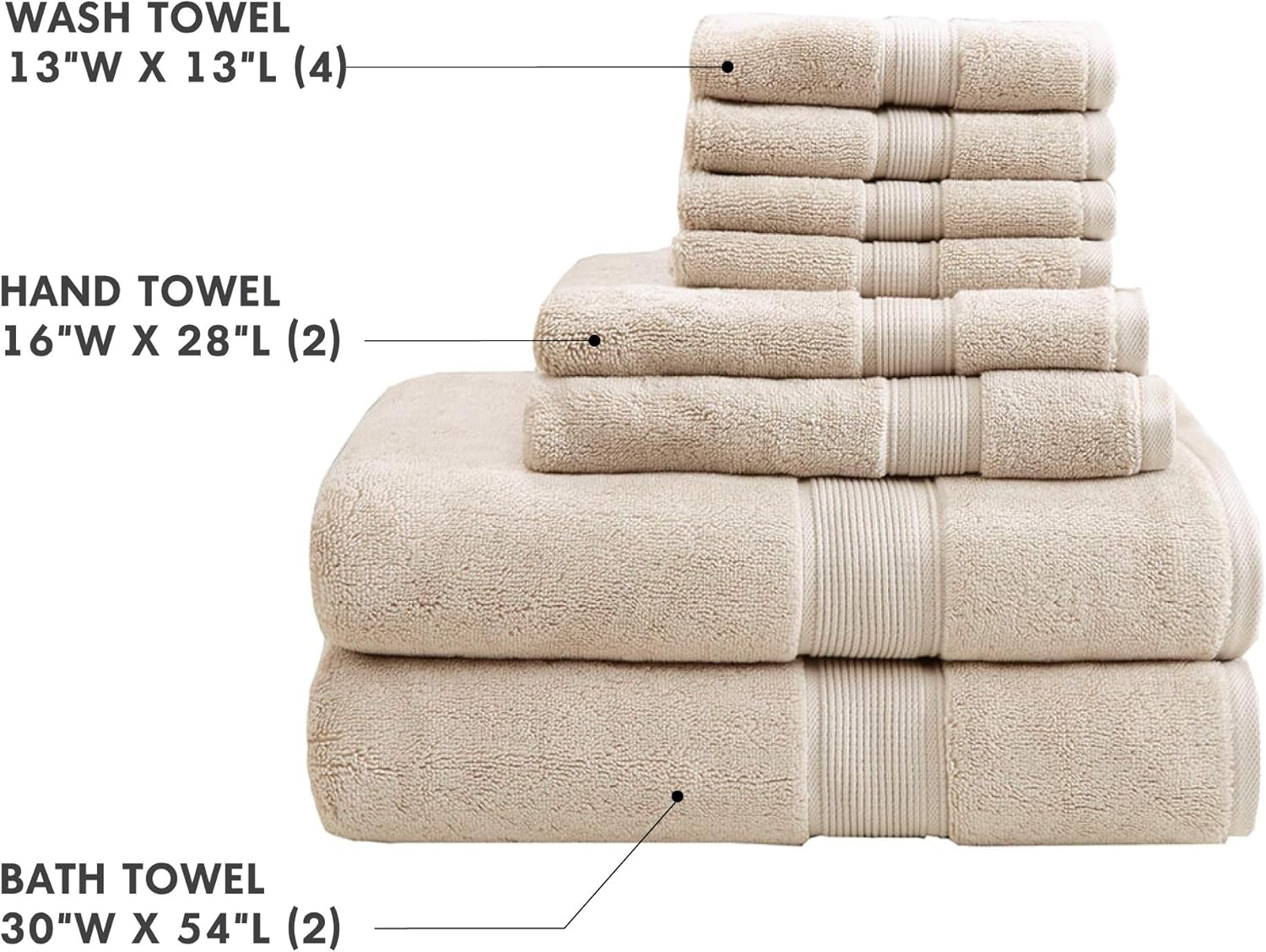 Madison Park 800 GSM Luxury Cotton Bath Towel Set 8 Piece White
