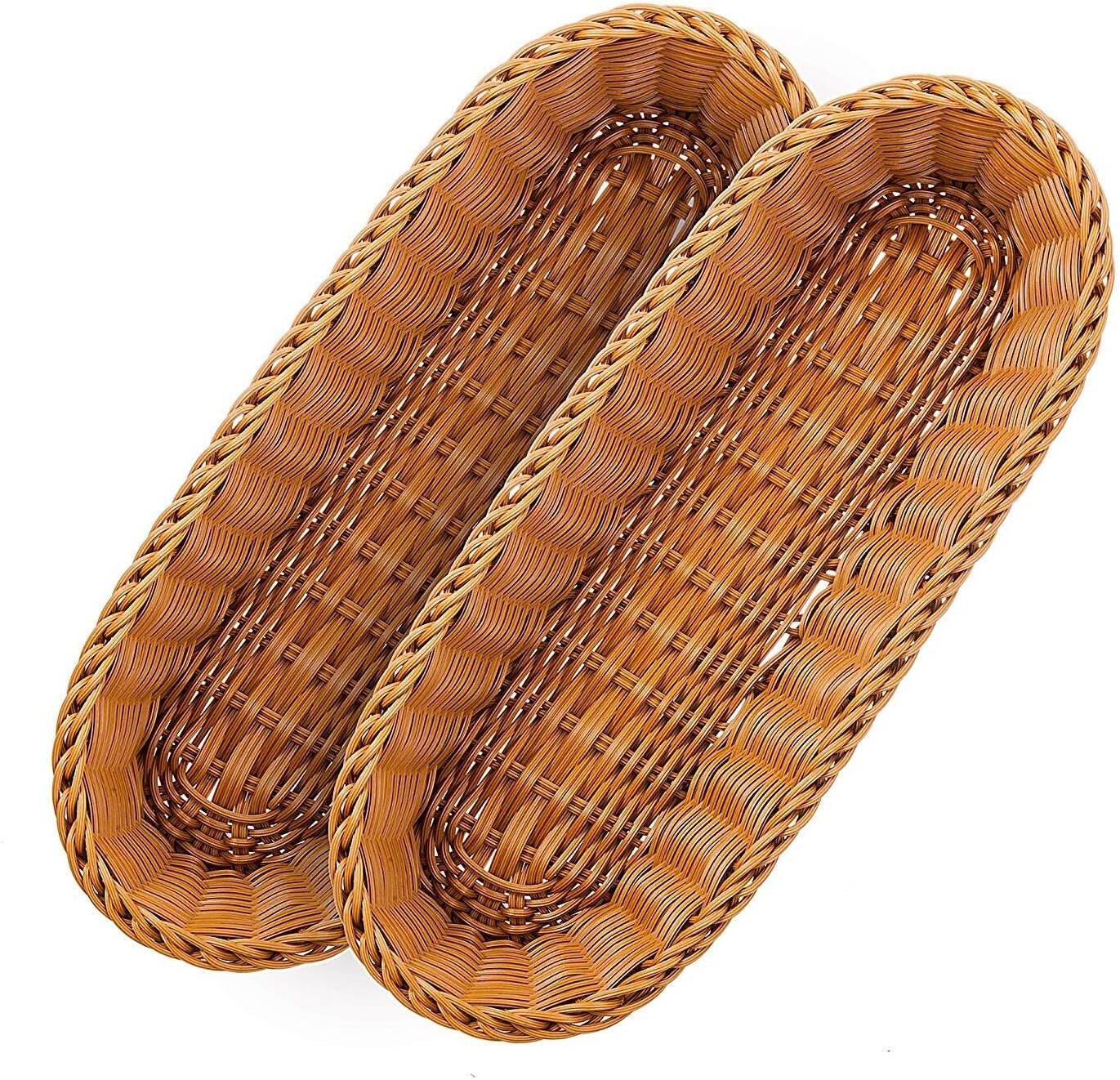 Make It FunSet of 2 145 Poly-Wicker Honey Brown Serving Baskets