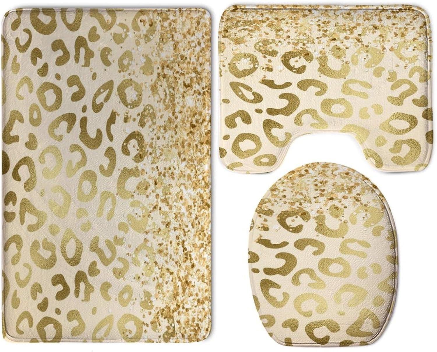 NiYoung Soft Cozy Bath Mats Gold Glitter Pattern