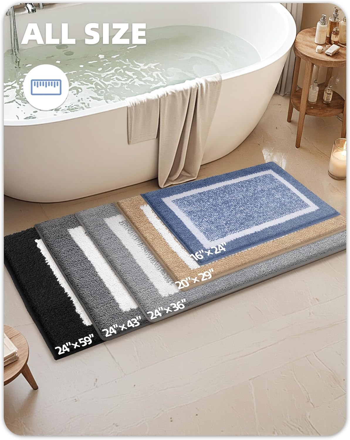 ColorGeometry Dark Blue Bath Mat 16x24 Non Slip