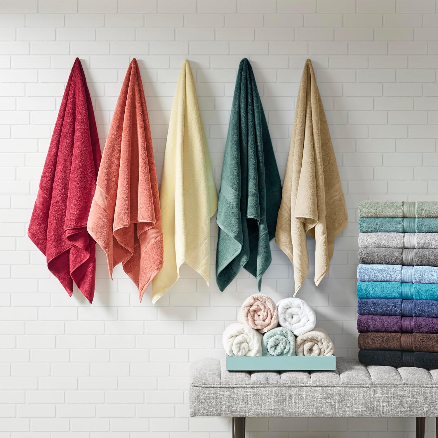 Madison Park 800 GSM Luxury Cotton Bath Towel Set 8 Piece White