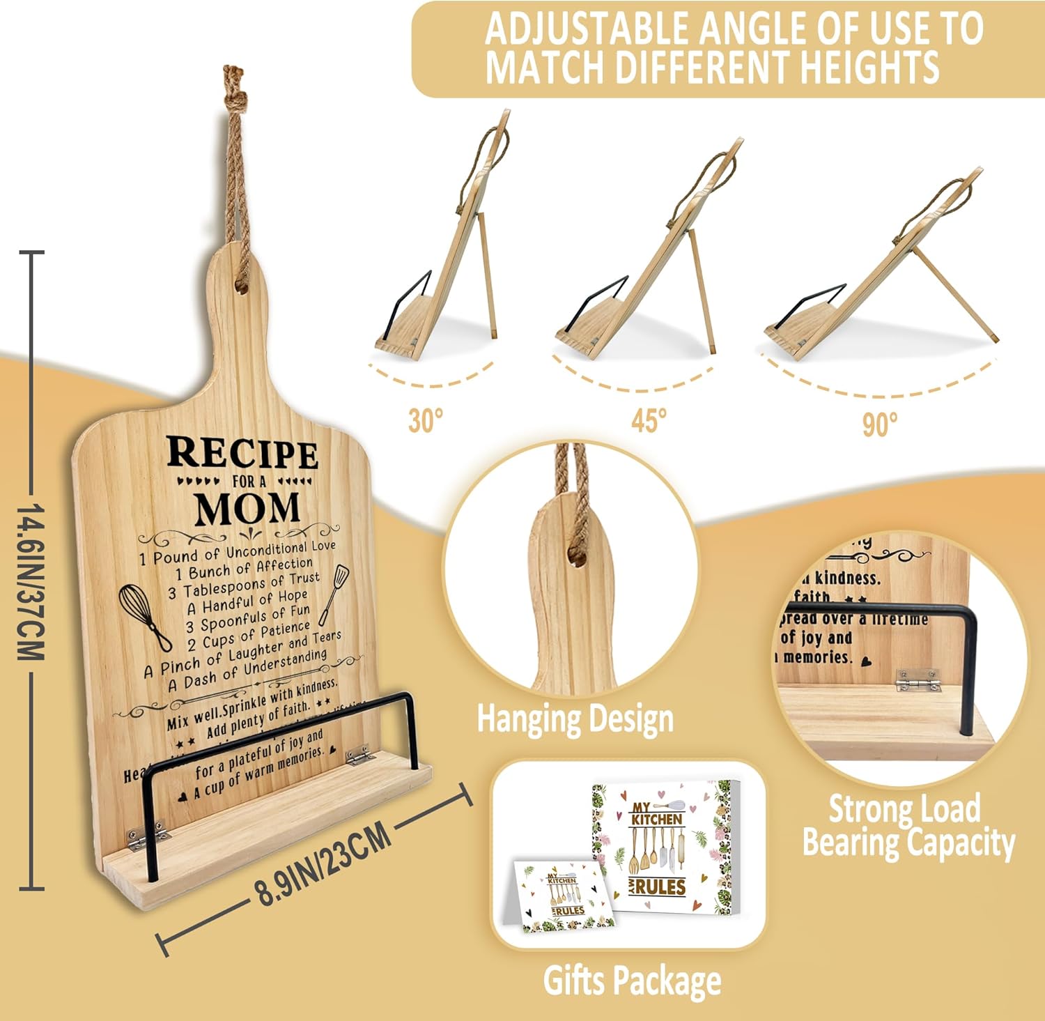 Thoughtful Functional Gift for Mom adjustable recipe stand with apron set