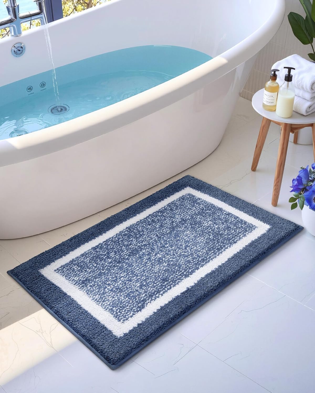 ColorGeometry Dark Blue Bath Mat 16x24 Non Slip