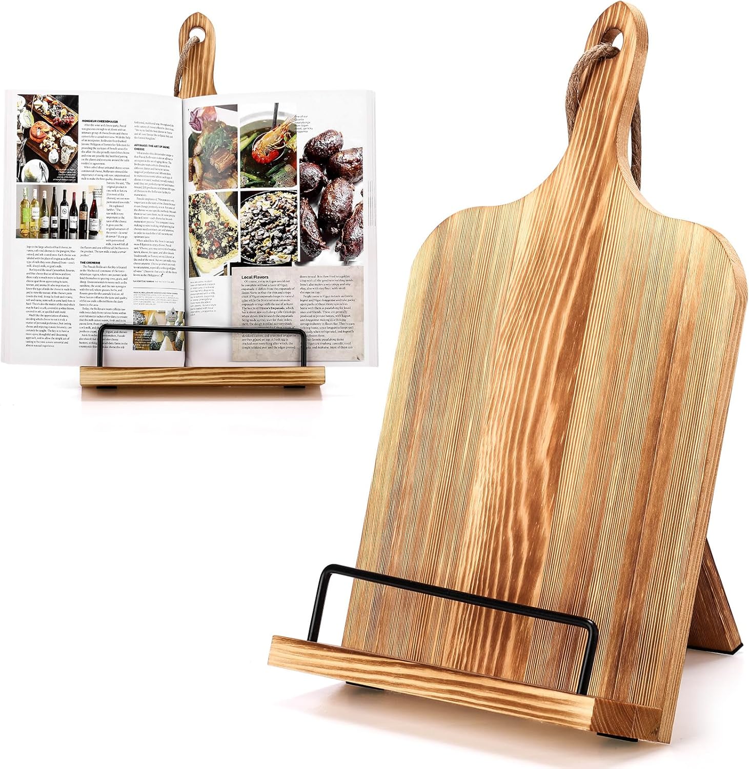 2 Pcs Rustic Pine Adjustable Cooking Stand for Women