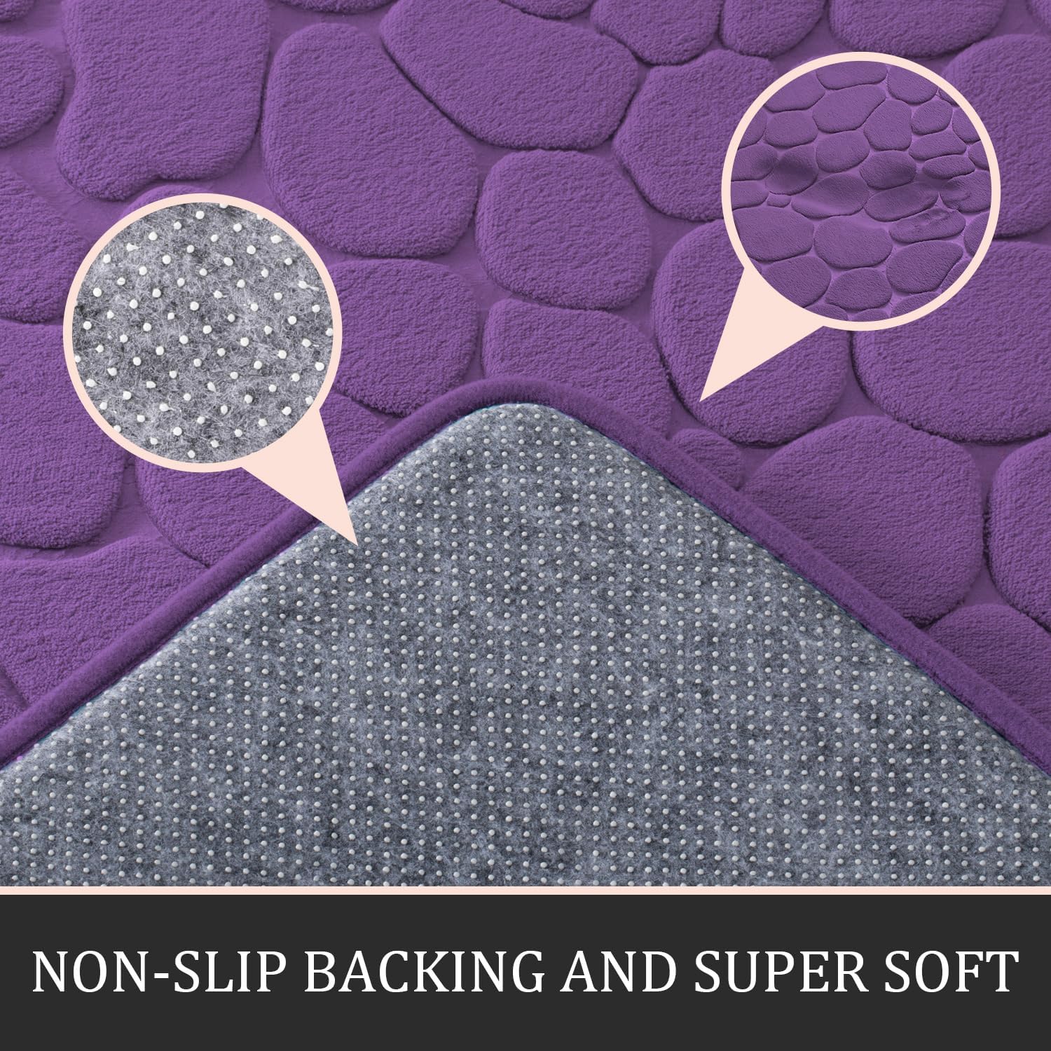 Cobblestone Memory Foam Bathroom Mat Set