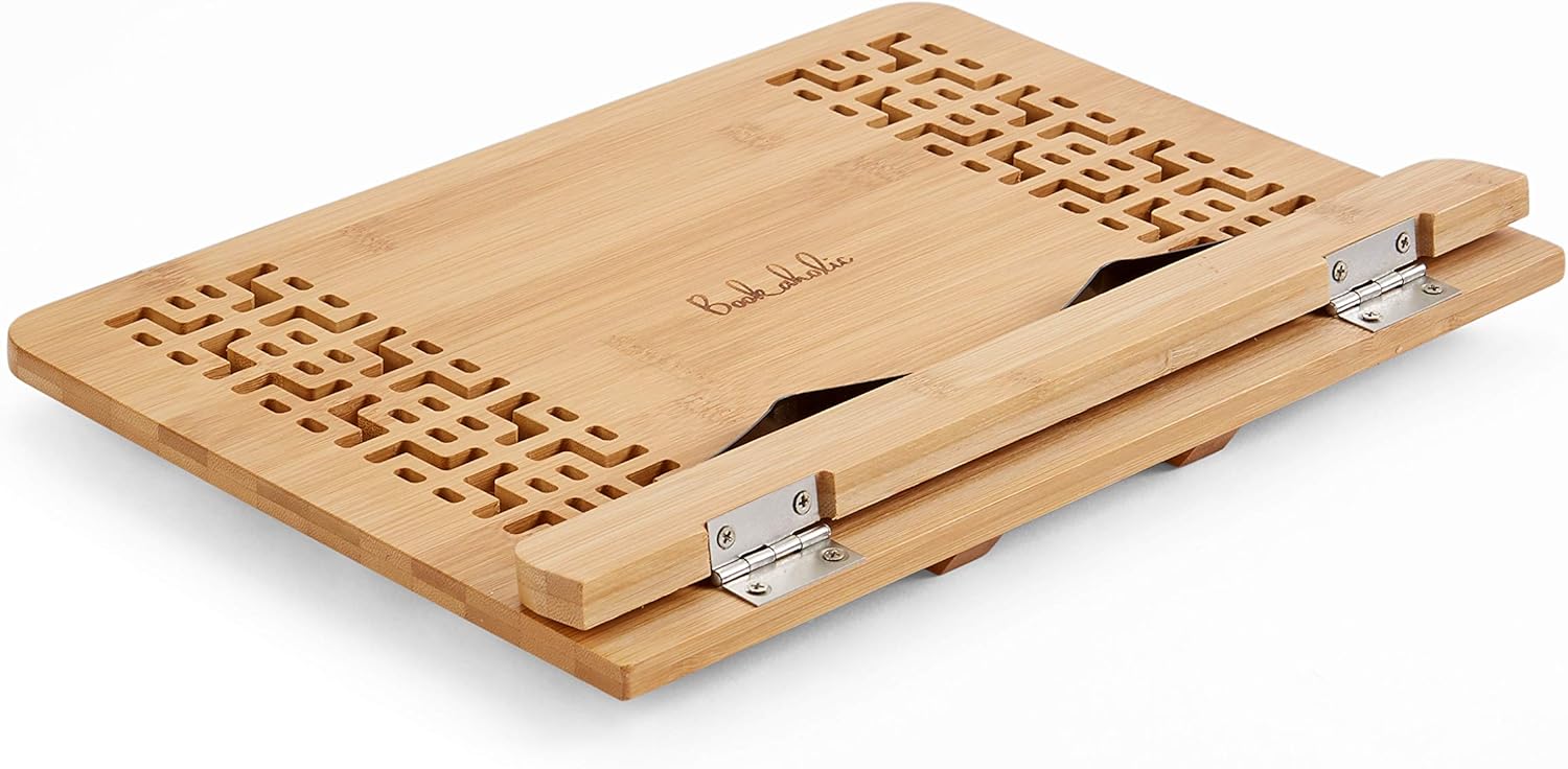 Bookaholic Bamboo Book Stand Eco-Friendly Portable and Durable