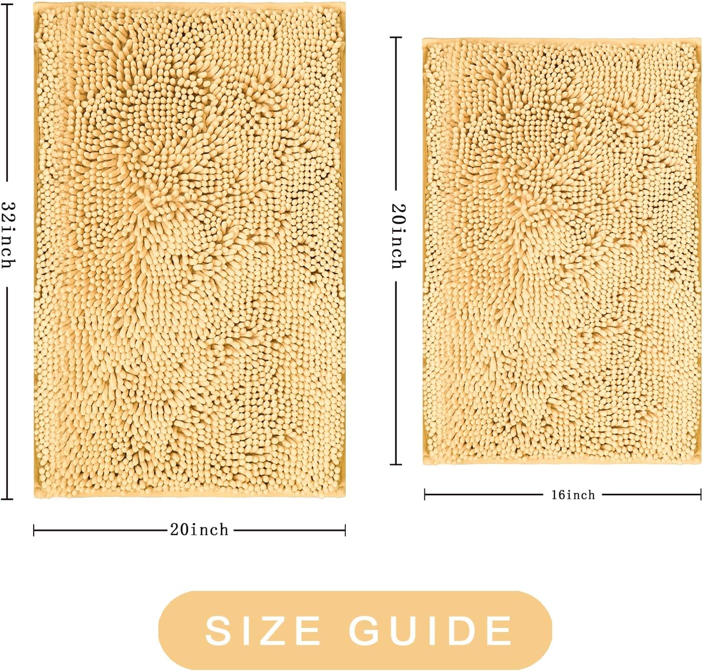 2 PIECE Bathroom Rugs Set Ultra Soft Washable Anti-Slip 20x3216x24 inch
