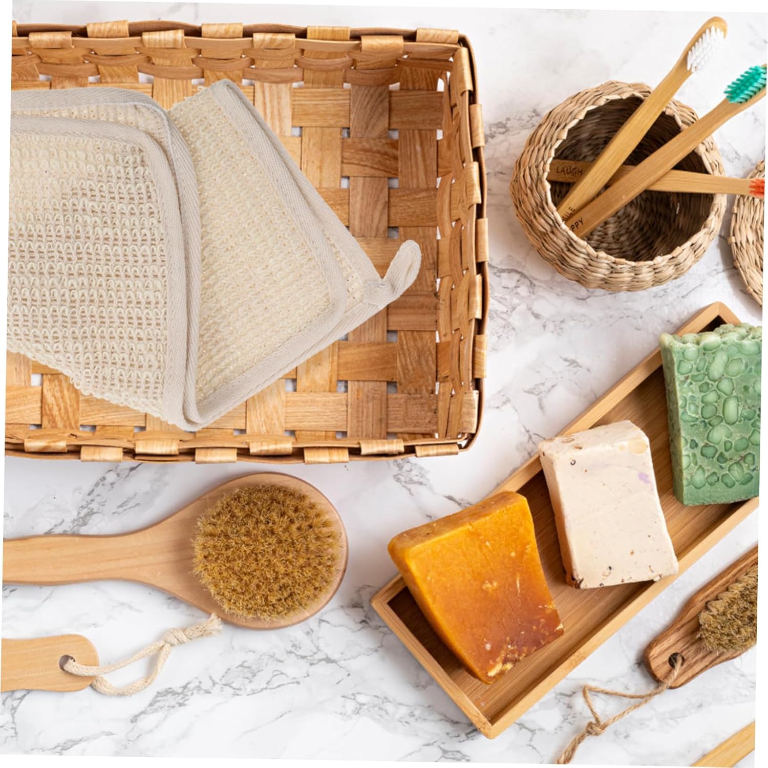 Reusable Exfoliating Linen Square Bath Towel Set