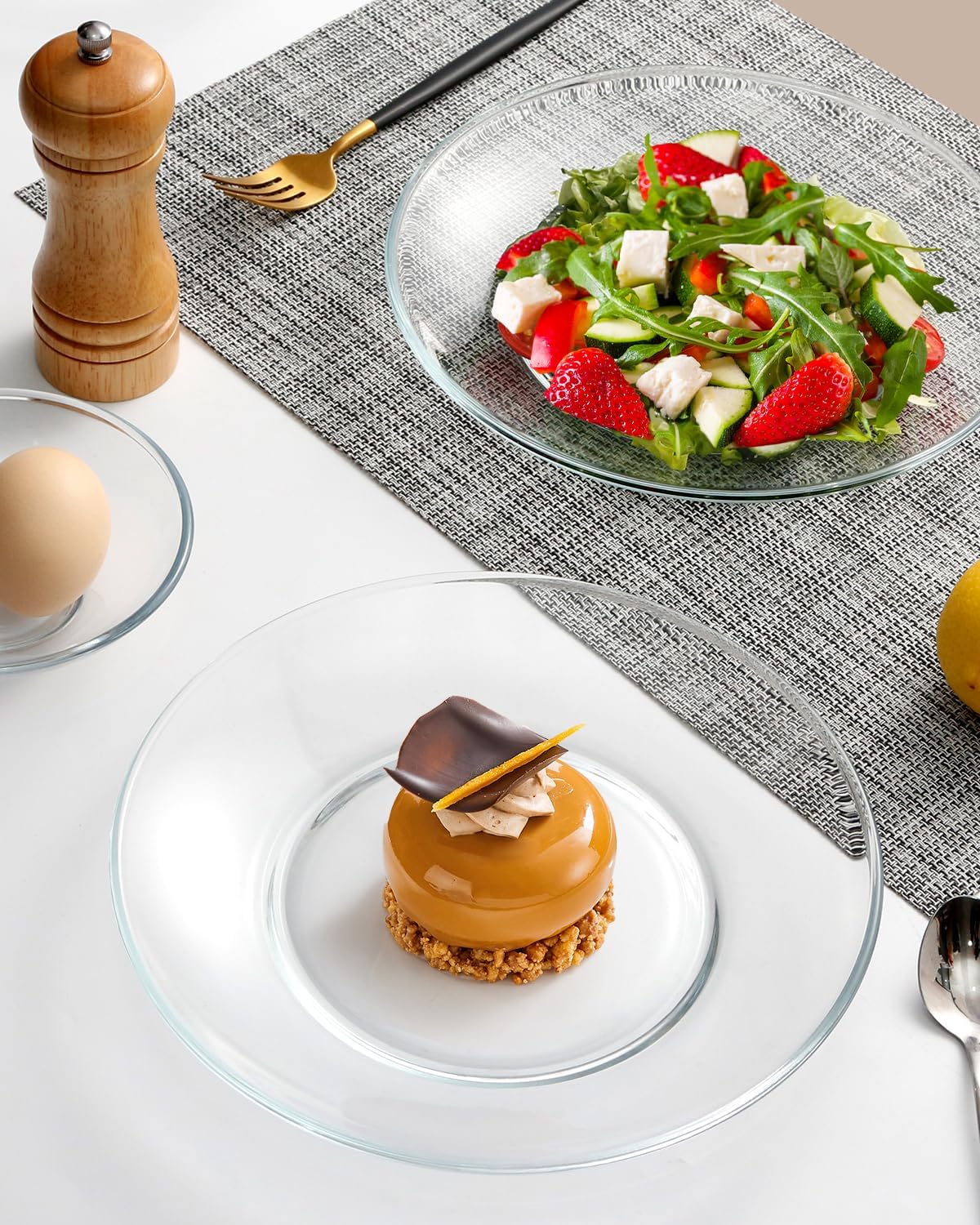 Perfect pair of 9-inch round tempered glass plates