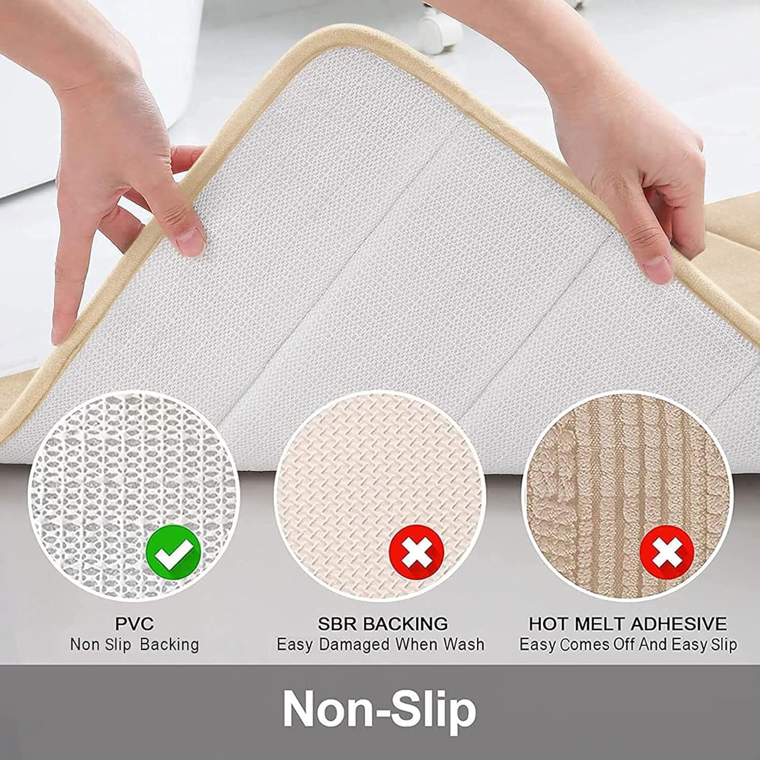 Buganda Memory Foam Bath Mat for Bathroom Shower Tub Soft Durable