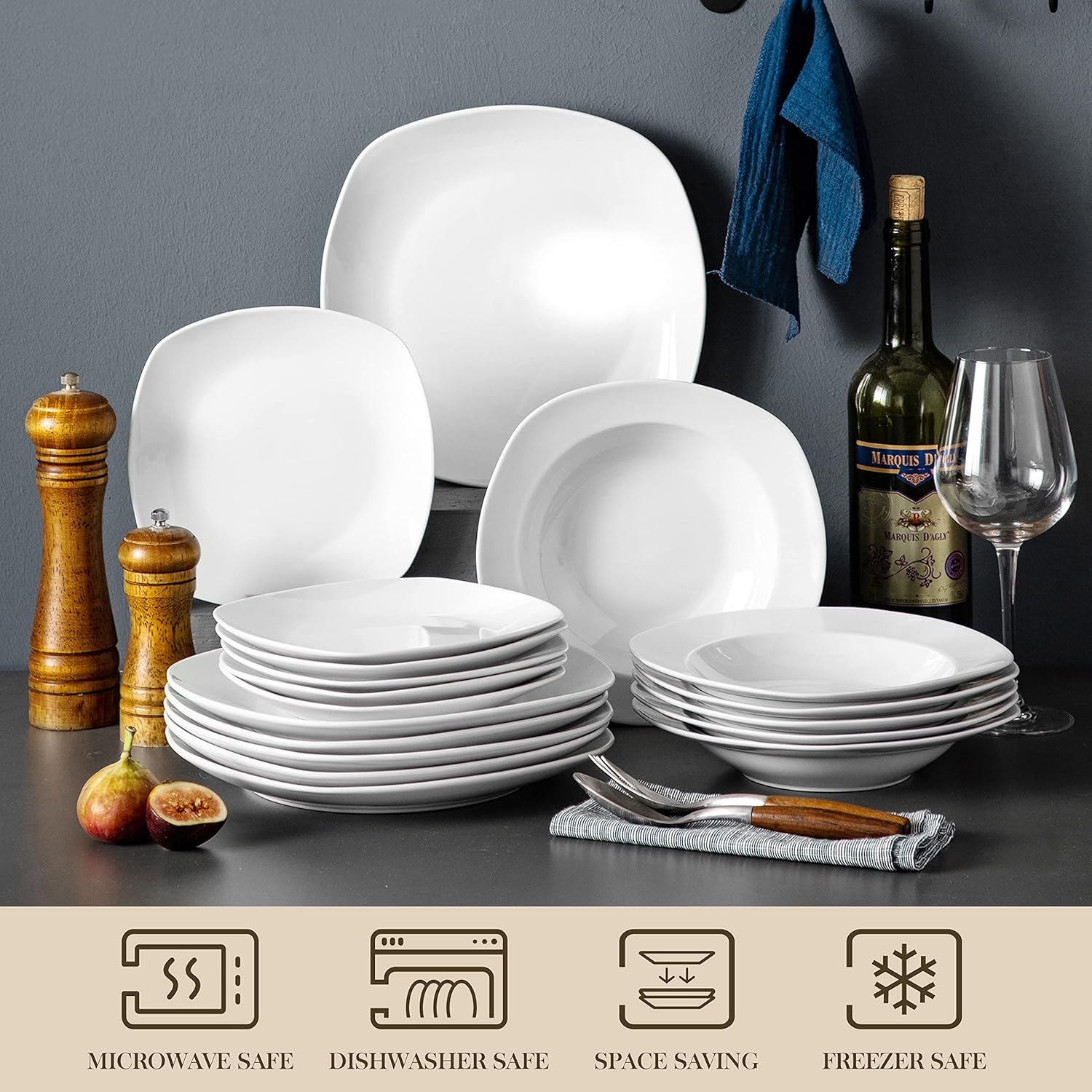 Malacasa Dinnerware SetNO-TOXIC Durable Dinnerware for 6