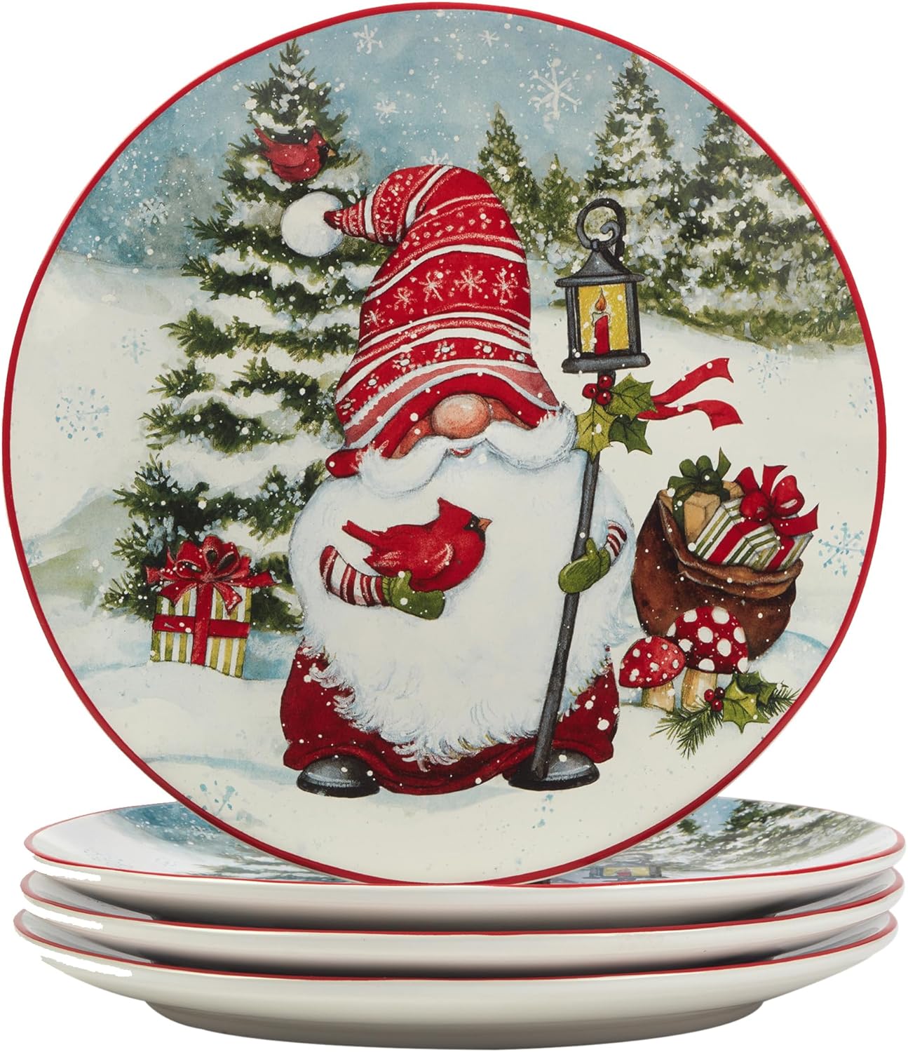 Glowing Christmas Gnomes Dinner Plate Set