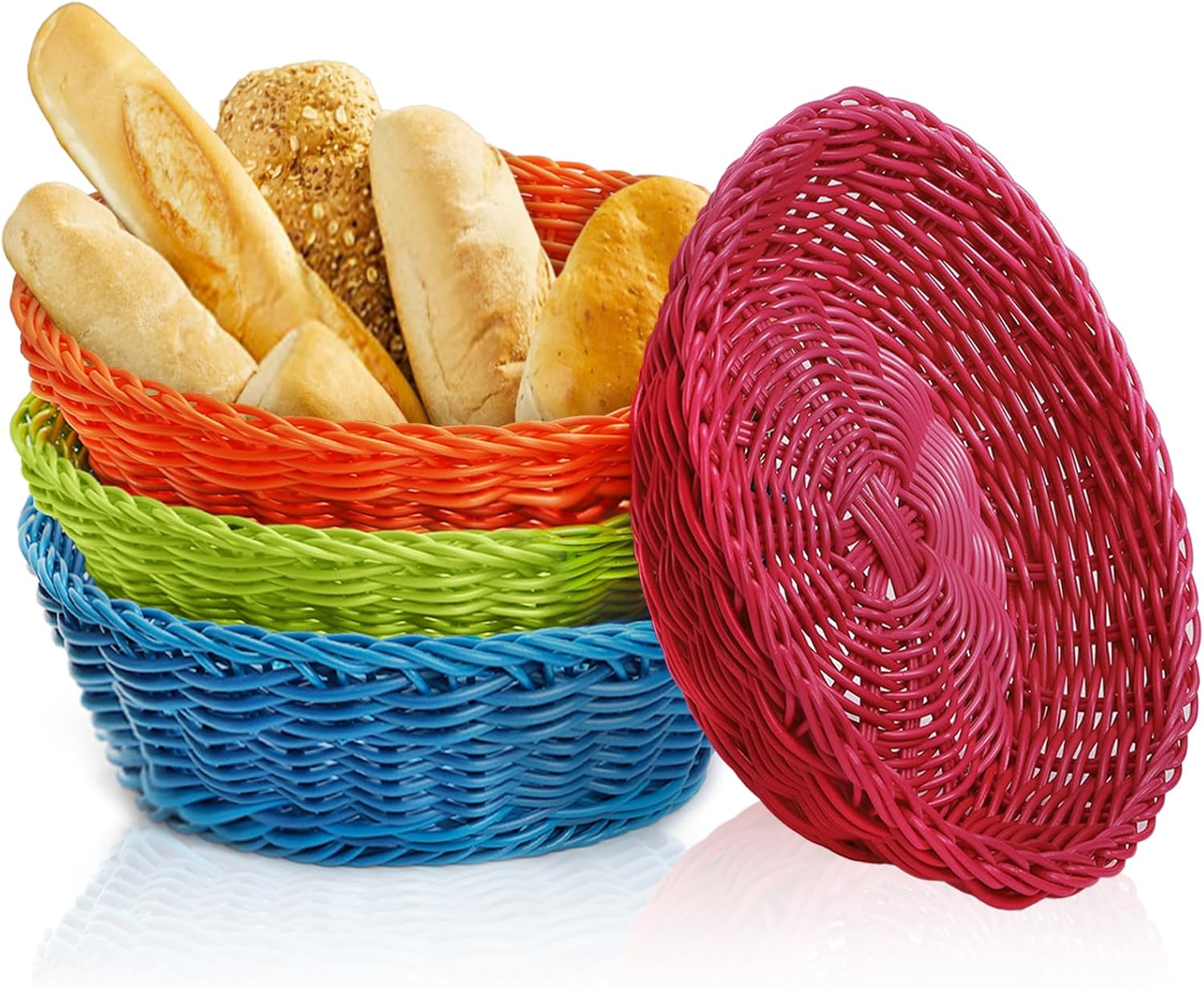 4-Piece Rattan Woven Baskets for Fruit Storage Serving
