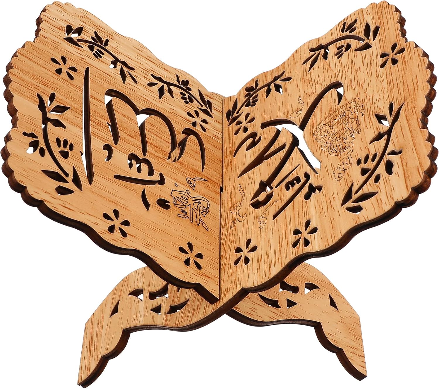 PRETYZOOM Foldable Quran Stand Wooden Book Holder