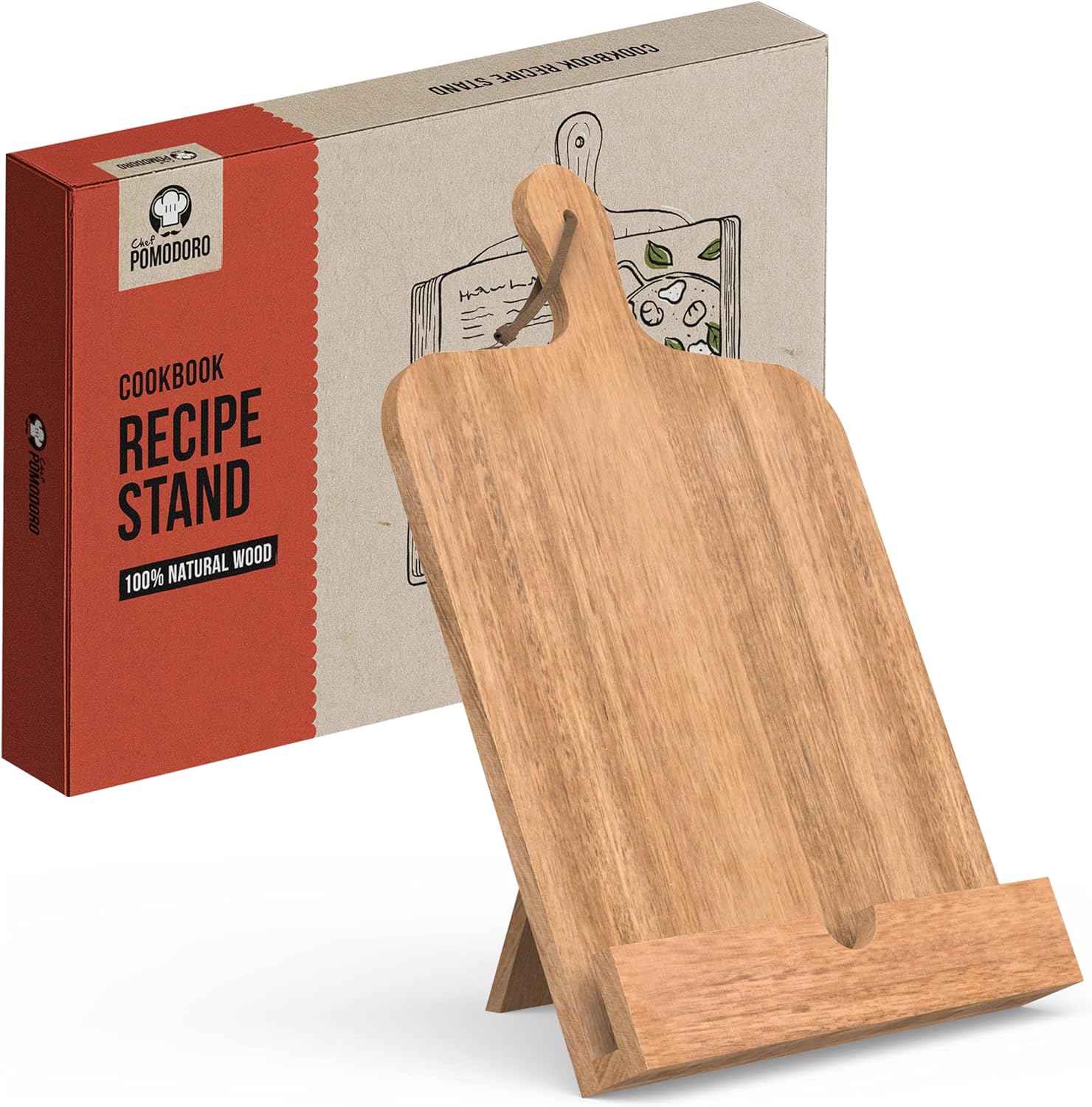Natural Wood cookbook stand acacia wood classic design best kitchen accessory