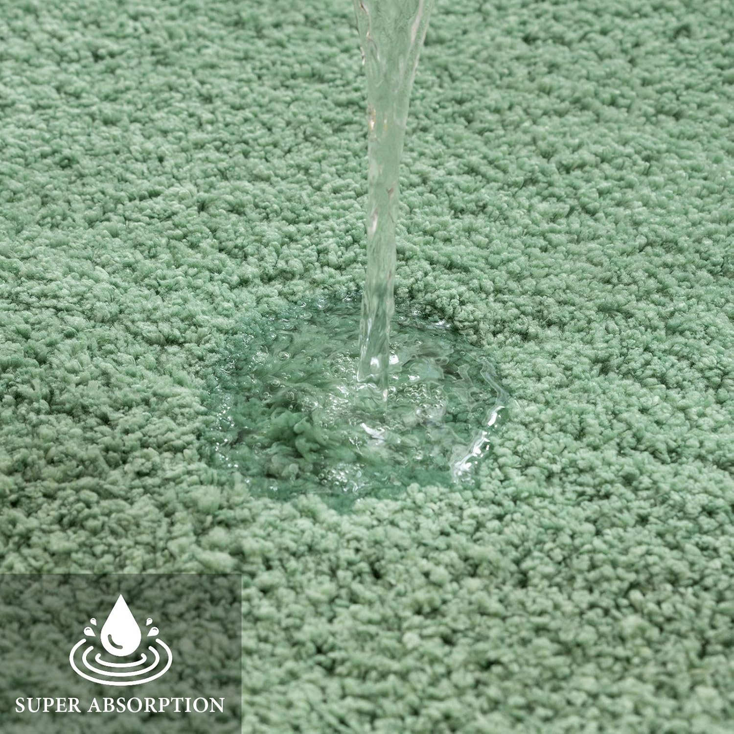 MIULEE Extra Thick Non Slip Bathroom Rug - Sage Green