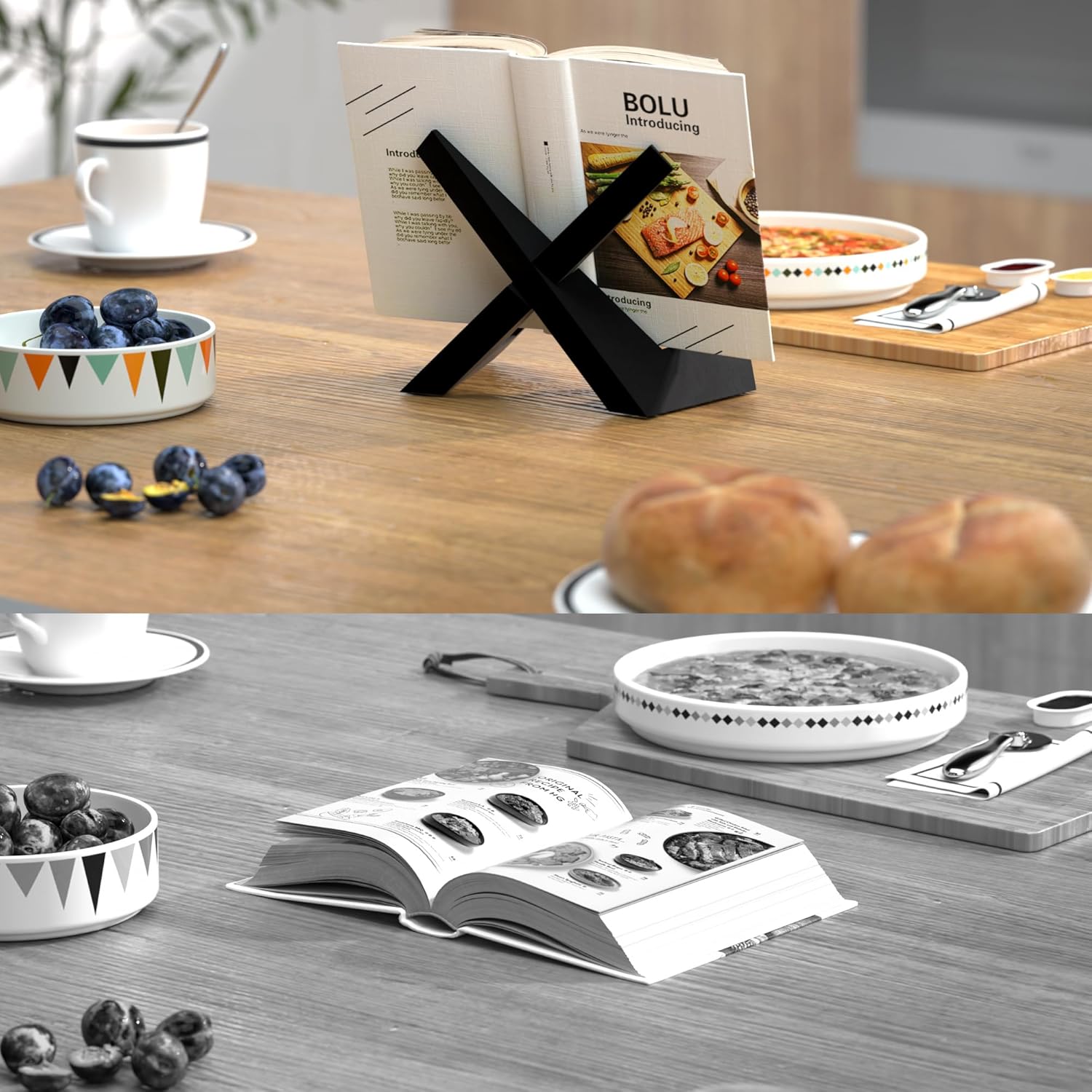 Creative Cooking Display Wooden Stand for Kitchen Tabletop