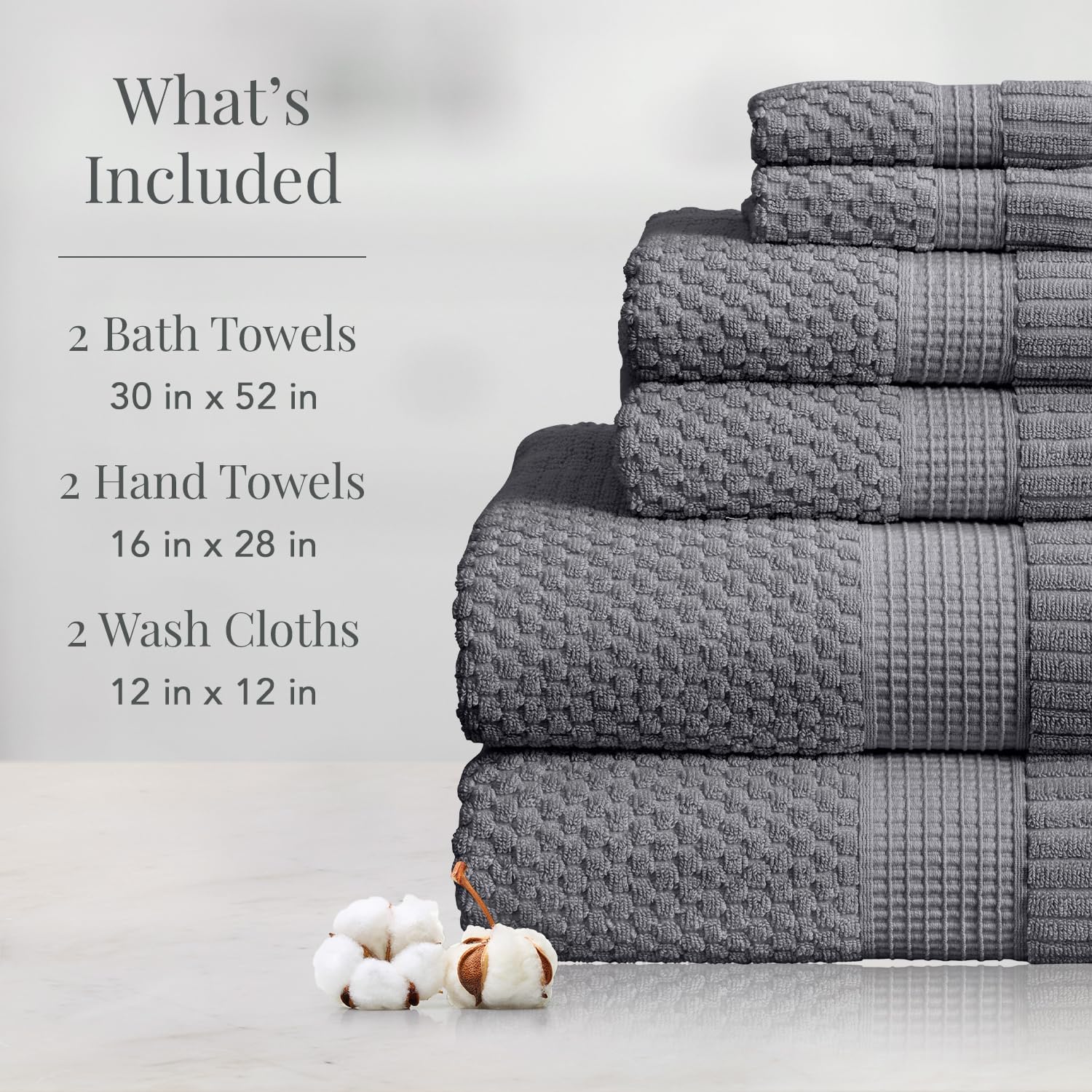 NY Loft 100 Cotton Towel Set 6 Piece