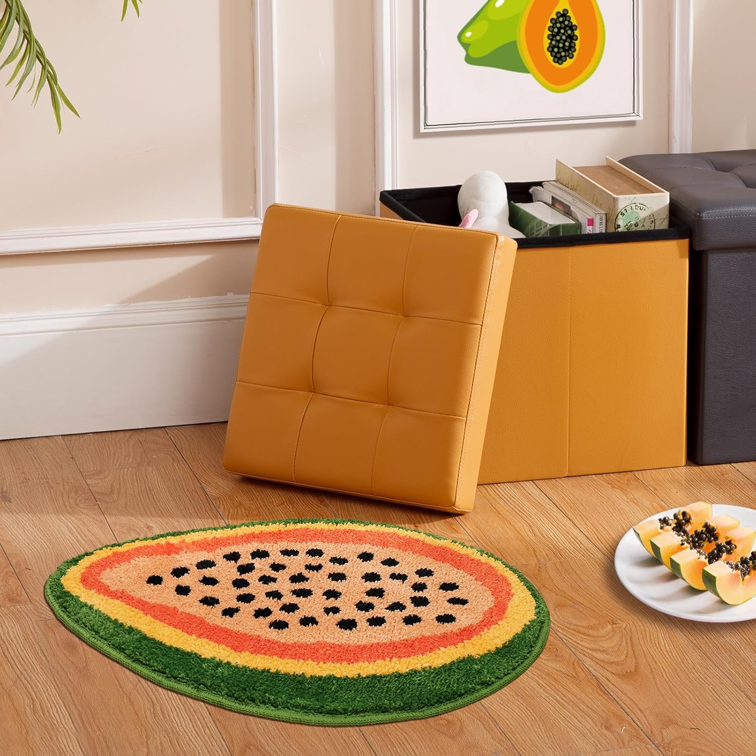 Adorable Papaya-Shaped Bath Mat for Bathroom Kitchen Use