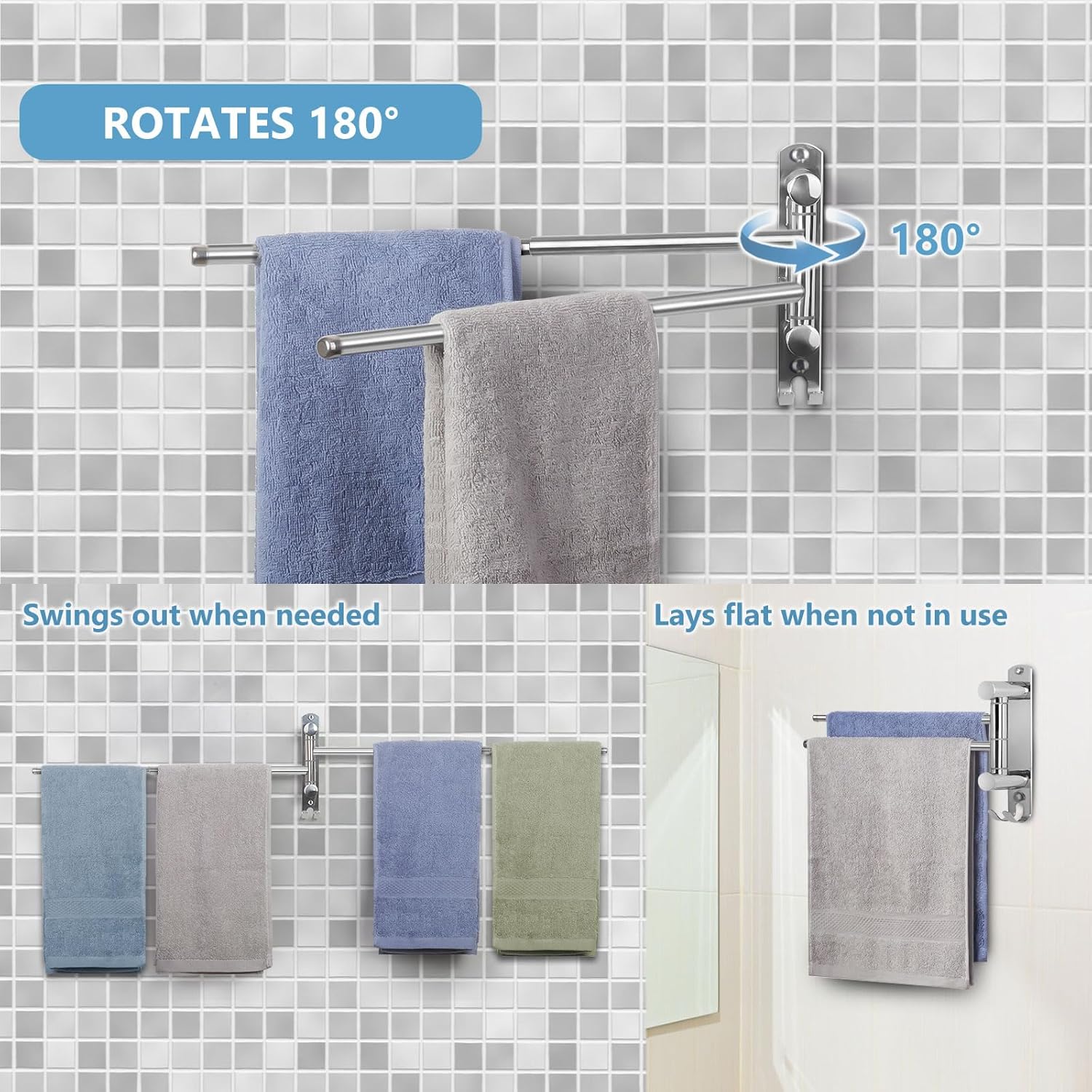 Adjustable Towel Rack JSVER Stainless Steel